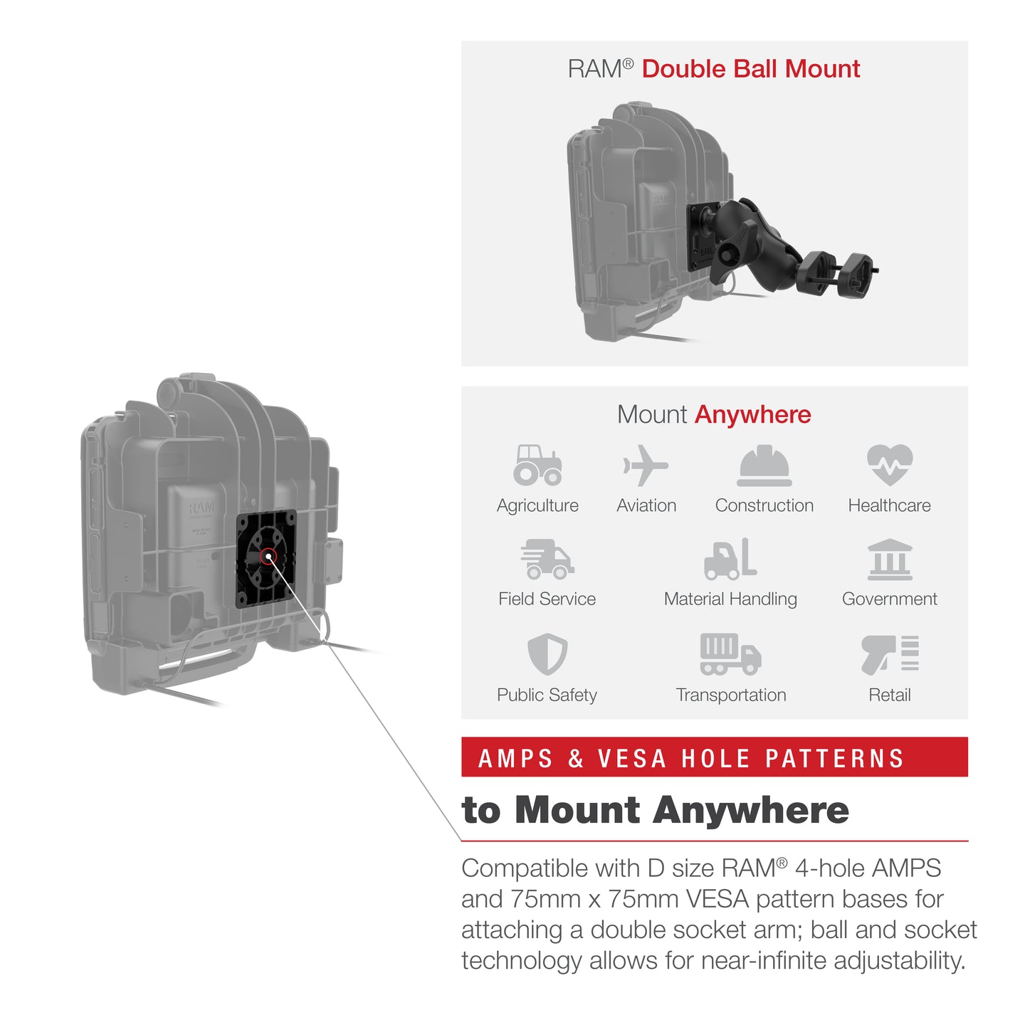 RAM® Power + Dual USB Dock for Zebra ET8x 2-in-1 Tablet (RAM-HOL-ZE22PD2U)