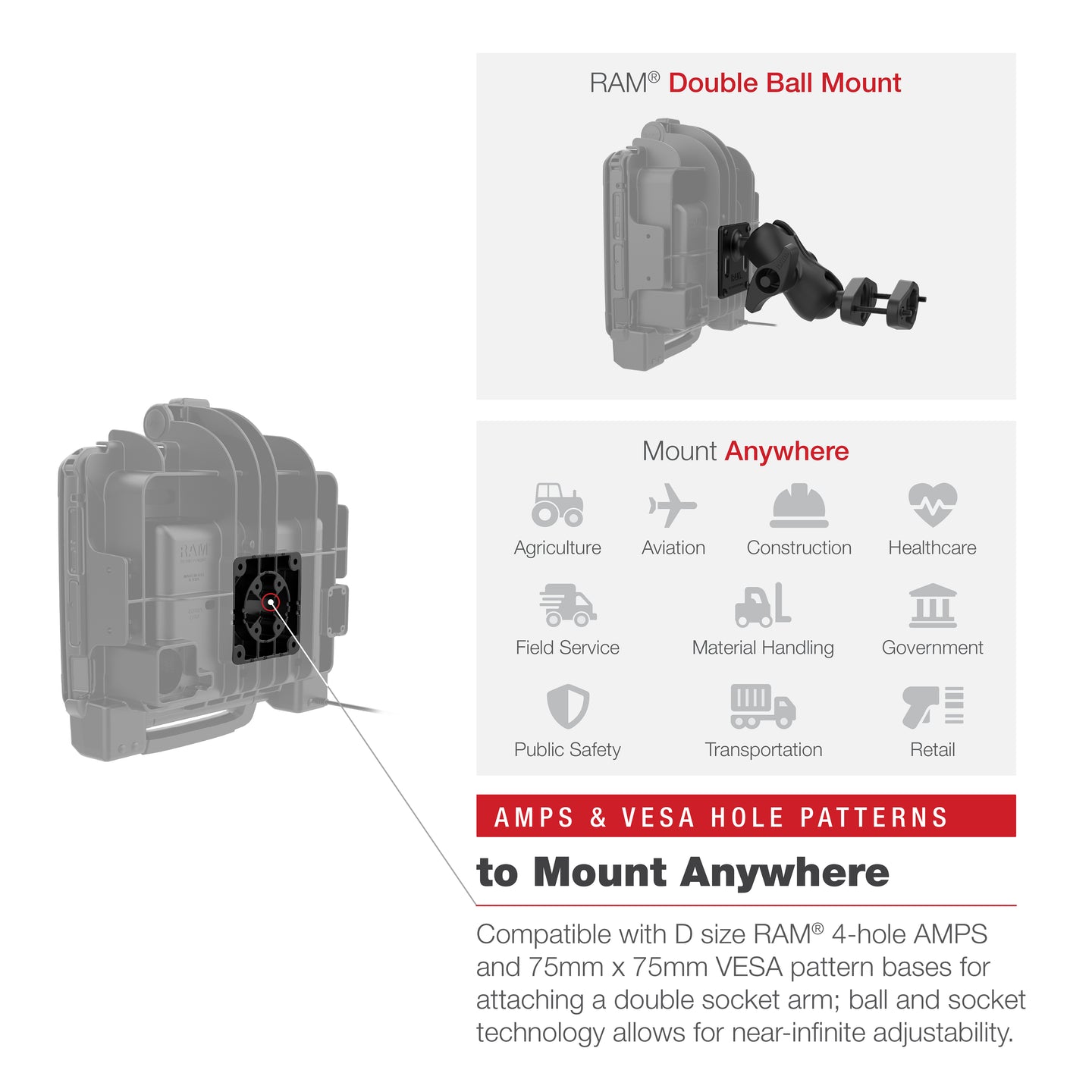 RAM® Powered Dock for Zebra ET8x 2-in-1 Tablet (RAM-HOL-ZE22PU)
