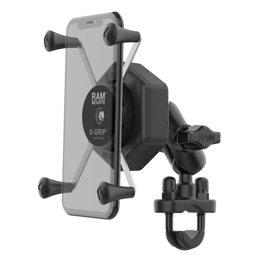 RAM® X-Grip® Large Phone Mount with Vibe-Safe™ & U-Bolt Base - Short (RAM-B-149Z-A-UN10-462)
