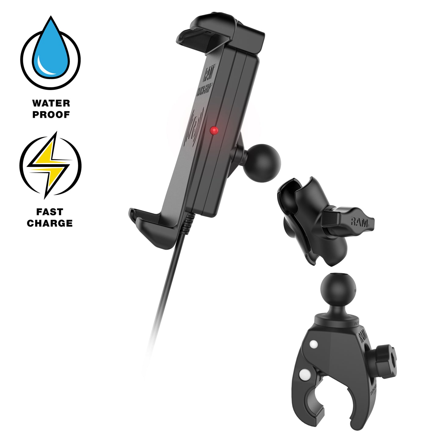 RAM® Quick-Grip™ 15W Waterproof Wireless Charging Mount with Tough-Claw™ (RAM-B-400-A-UN14W-V7M-1)