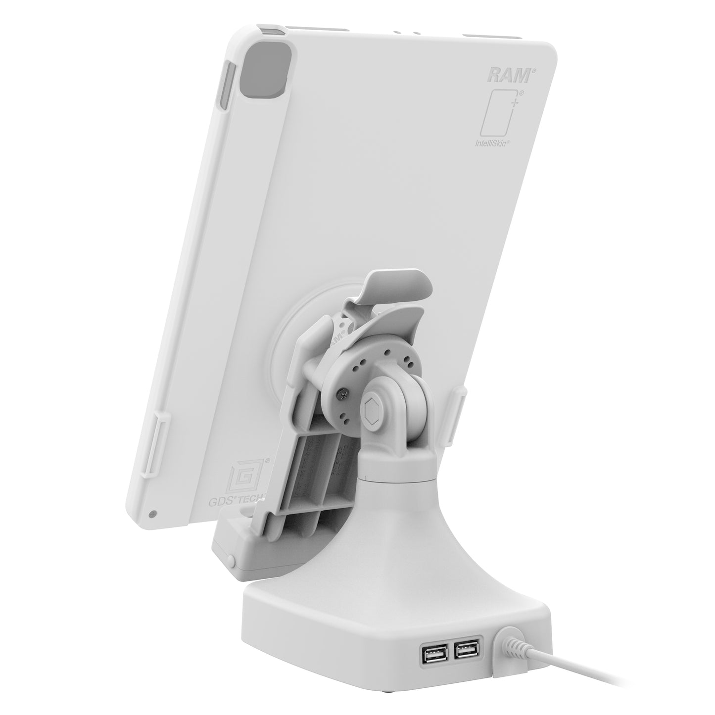 GDS® Uni-Conn™ Tilt & Swivel Dock with USB-C + Data - Gray (RAM-GDS-DOCK-D14-U1C-2A-GRY)