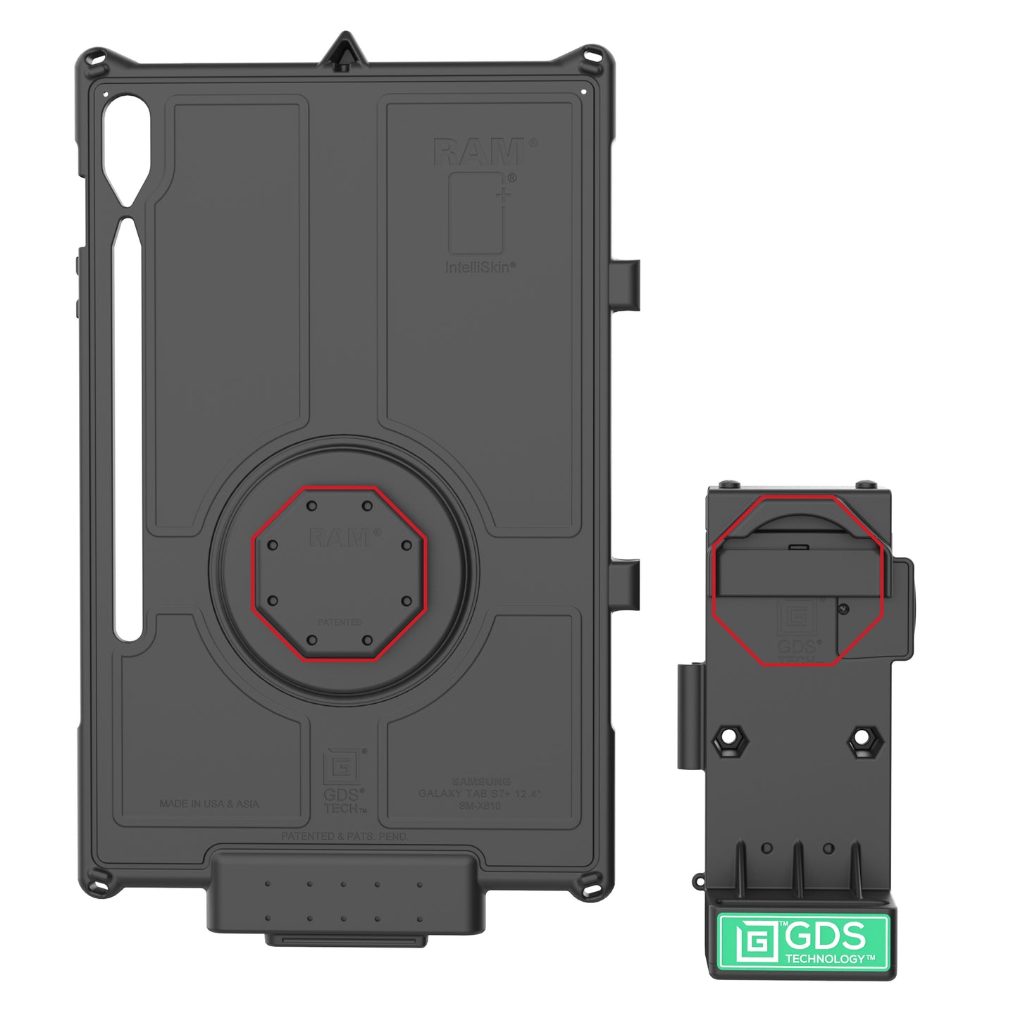 GDS® Uni-Conn™ Locking Spring Loaded Power + Single USB-A Dock (RAM-GDS-DOCKL-V12-U1CPDU)