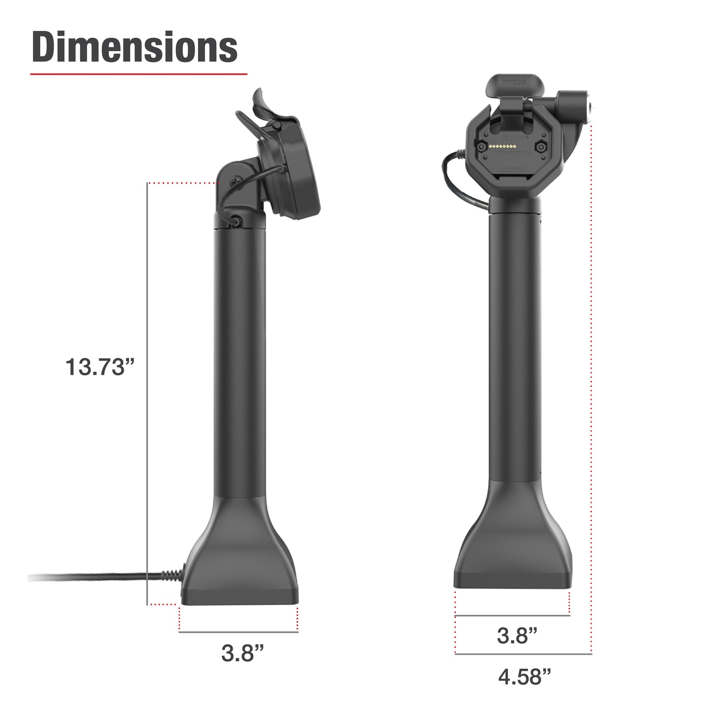 GDS® Uni-Conn™ Powered 14" Locking Pedestal Dock with USB-C (RAM-GDS-DOCKLR-D11-14-U3C)