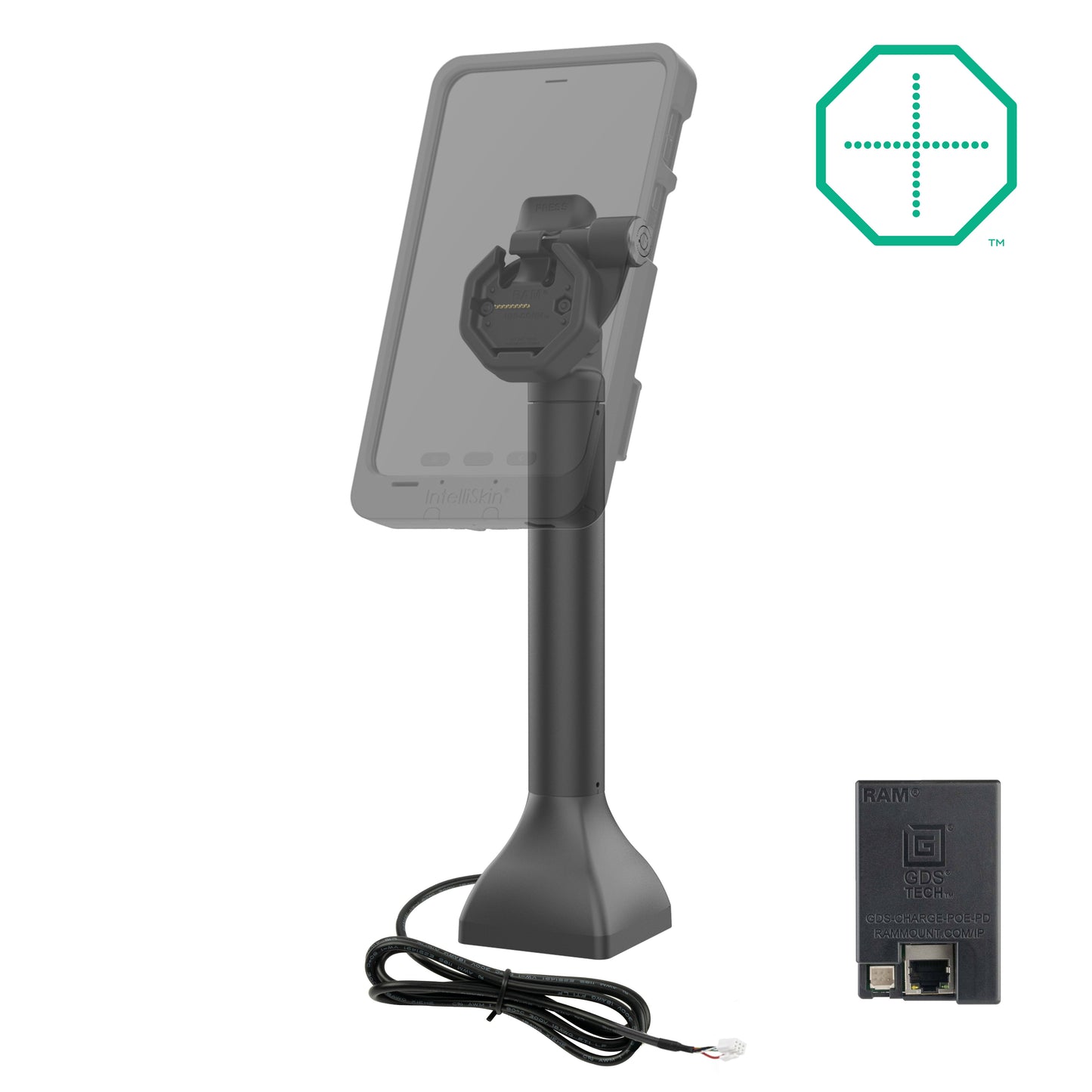 GDS® Uni-Conn™ Powered 14" Locking Pedestal Dock with PoE (RAM-GDS-DOCKLR-D11-14-U3E)