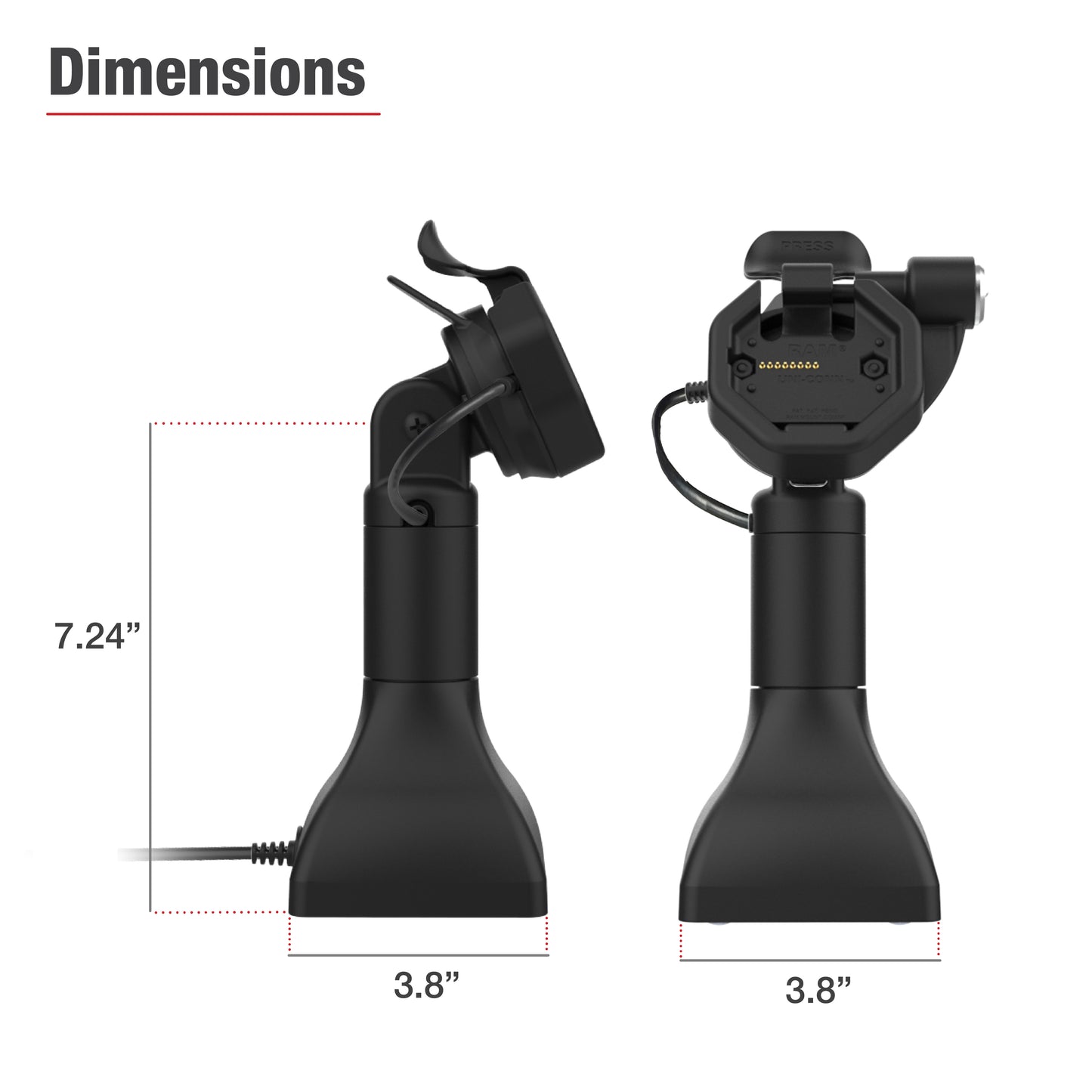 GDS® Uni-Conn™ Powered 7" Locking Pedestal Dock with PoE (RAM-GDS-DOCKLR-D11-7-U3E)