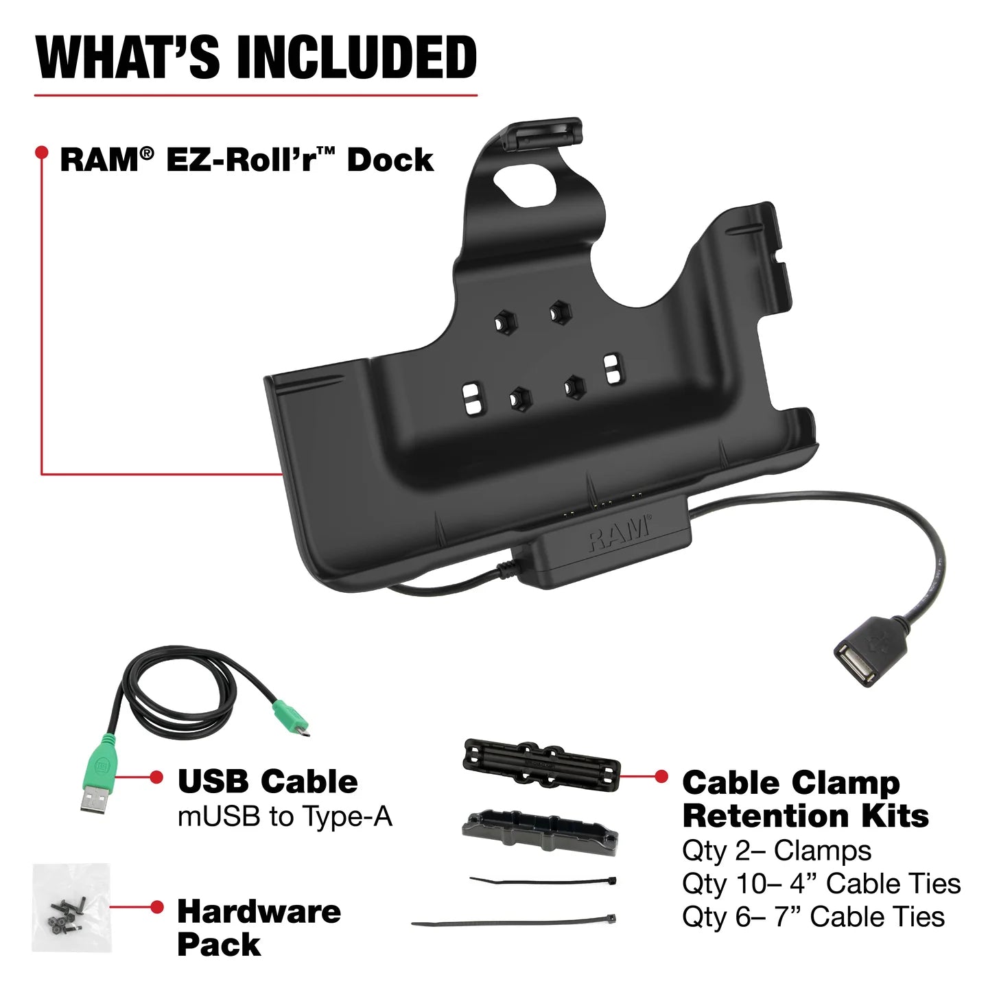 RAM® EZ-Roll'r™ Power & Data Cradle for Samsung Galaxy Tab Active Pro (RAM-HOL-SAM52PDU)