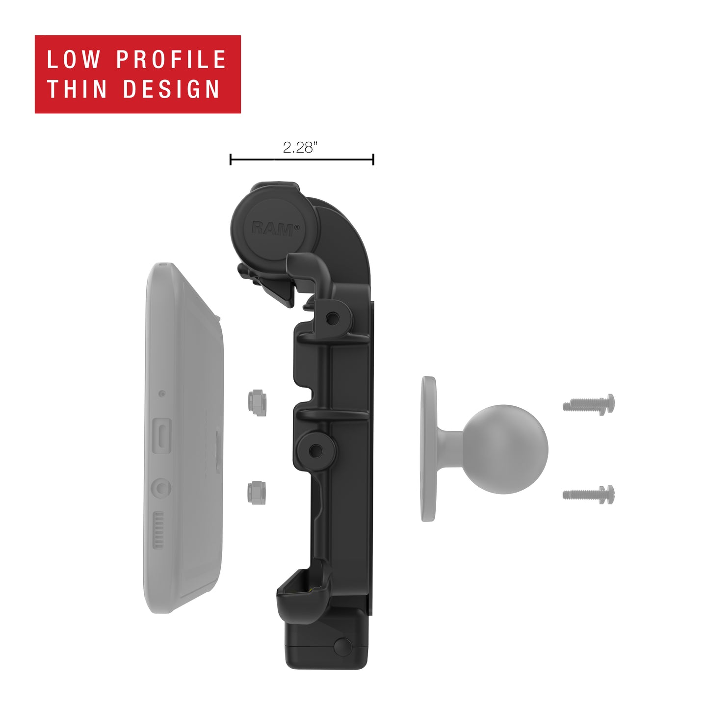 RAM® Low-Profile Power + Dual USB Dock for Tab Active5 & 3 (RAM-HOL-SAM58PD2TU)