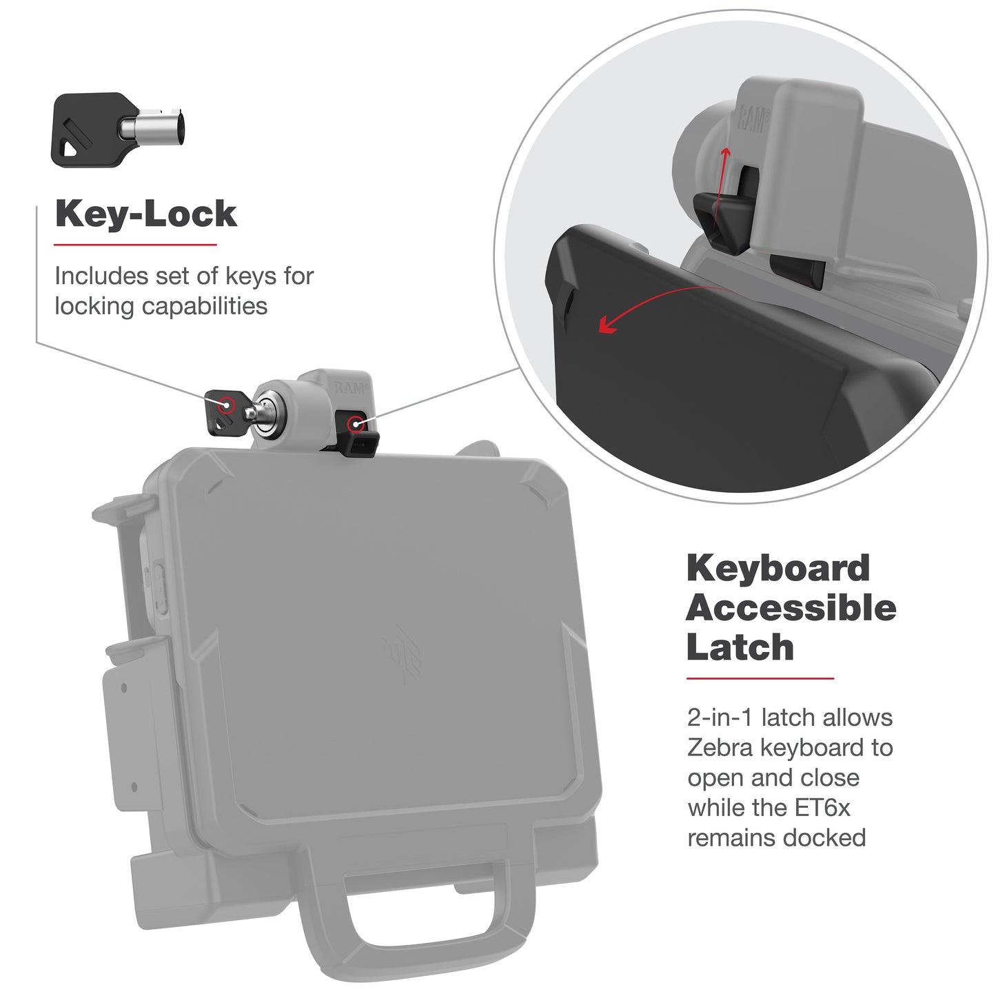 RAM® Powered Locking Dock for Zebra ET6x (RAM-HOL-ZE25PLU)