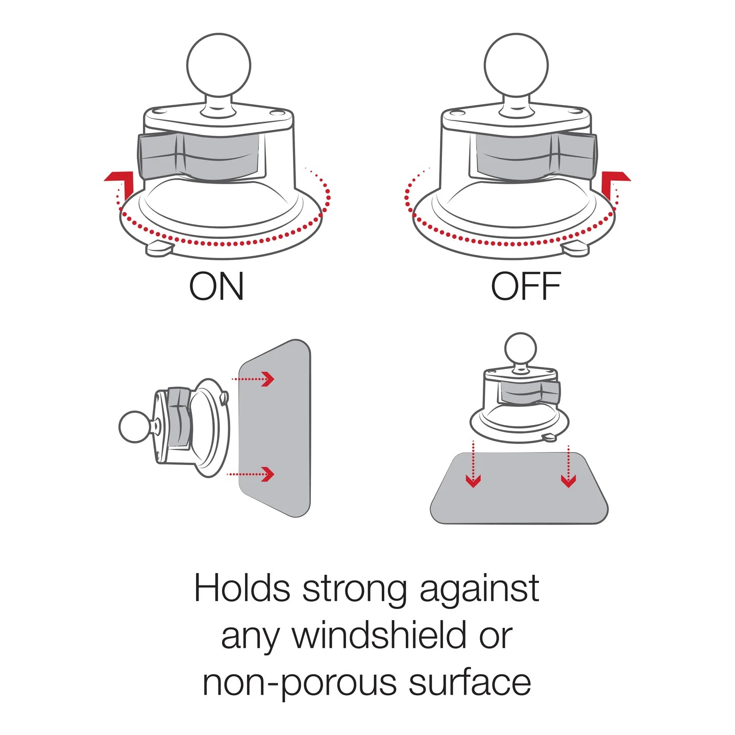 RAM® Twist-Lock™ Composite Suction Cup Base with Ball