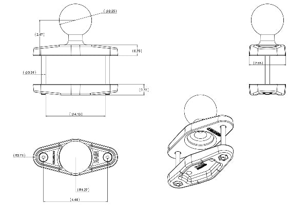 RAM 4"Clamp Base with D Size Ball (RAM-D-247U-4)