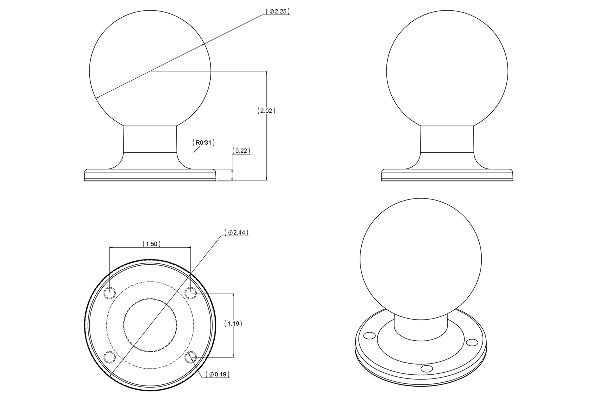 RAM D Size 2.25" Ball on Round Plate (RAM-D-254U)