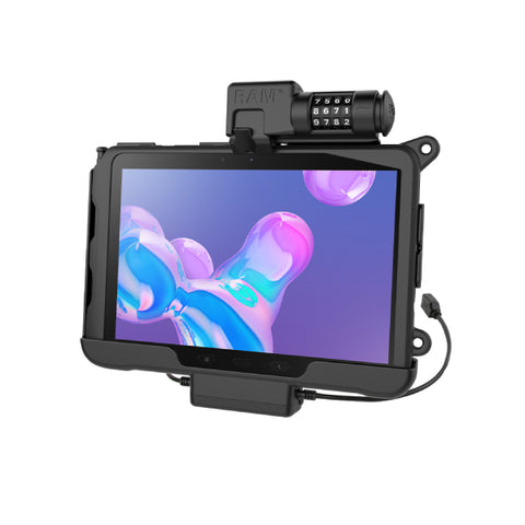RAM Skin Combo-Locking Power + Data Cradle for Samsung Tab Active Pro (RAM-HOL-SAM57PDCLU)