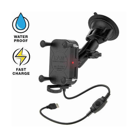 RAM® Tough-Charge™ Waterproof Wireless Charging Suction Cup Mount (RAM-B-166-UN12W)