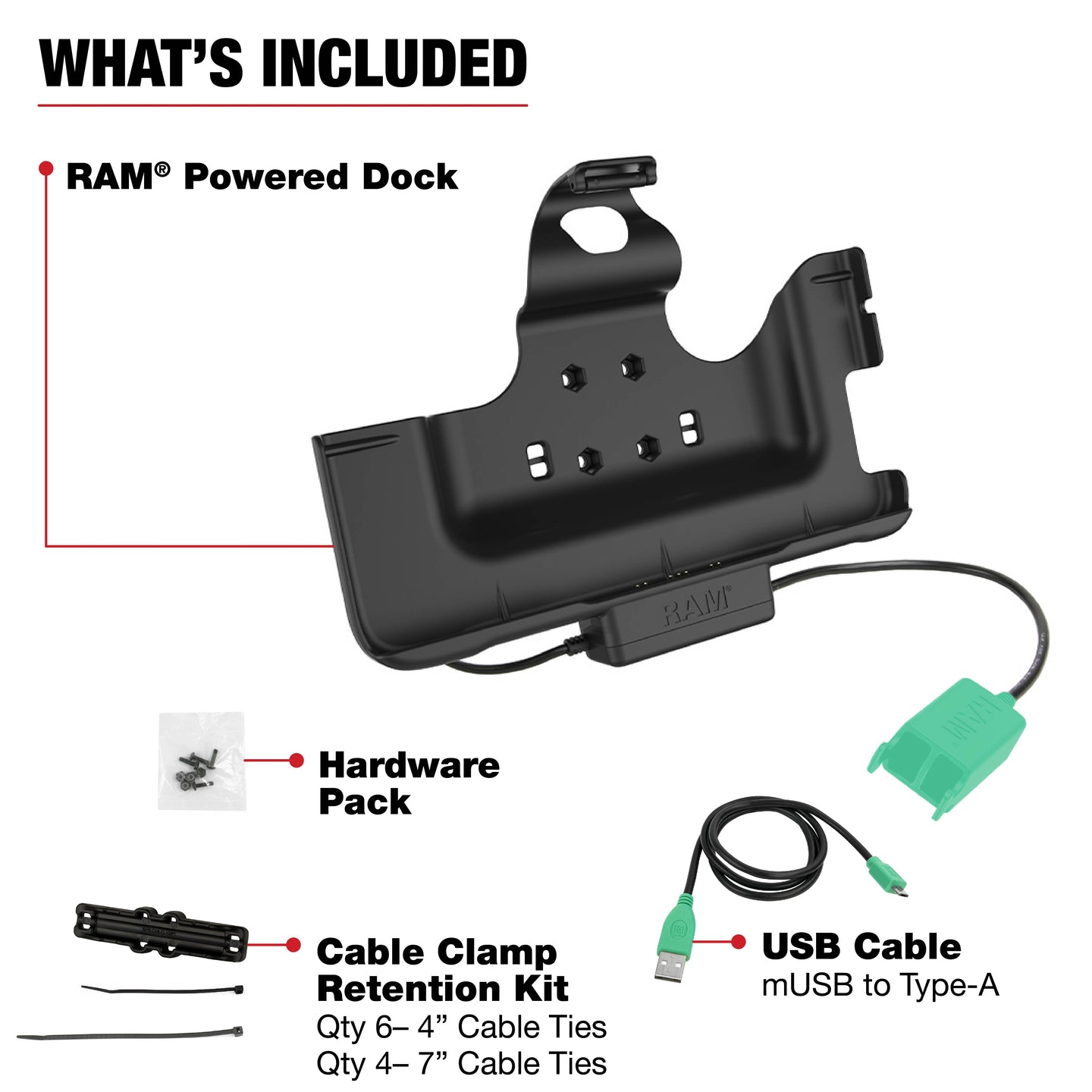 RAM® Power & Dual USB Data Dock for Tab Active4 Pro & Tab Active Pro (RAM-HOL-SAM52PD2U)