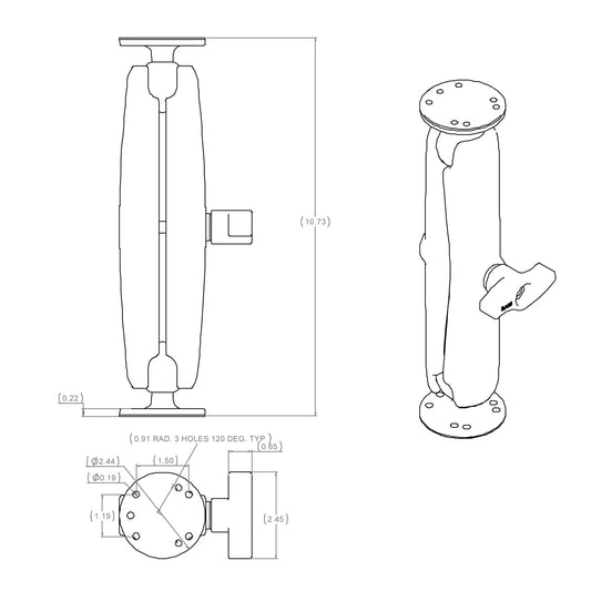 RAM C Size Long Double Socket Arm (RAM-101U-D)