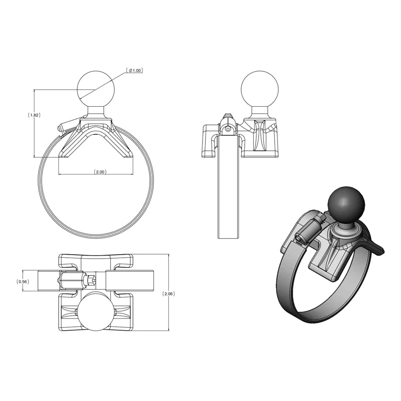 RAM V Shape Base for Rails & Yokes (RAM-B-108BU)