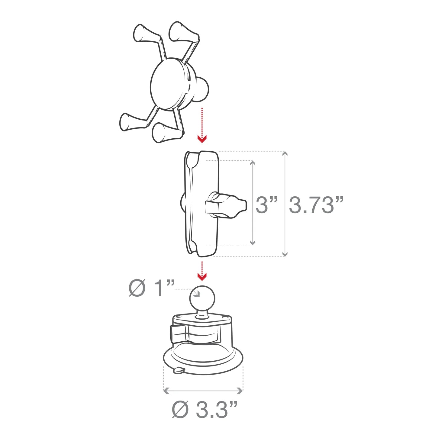RAM Twist-Lock™ Suction Cup Mount with Universal RAM® X-Grip® Cell/iPhone Cradle (RAM-B-166-UN7U)