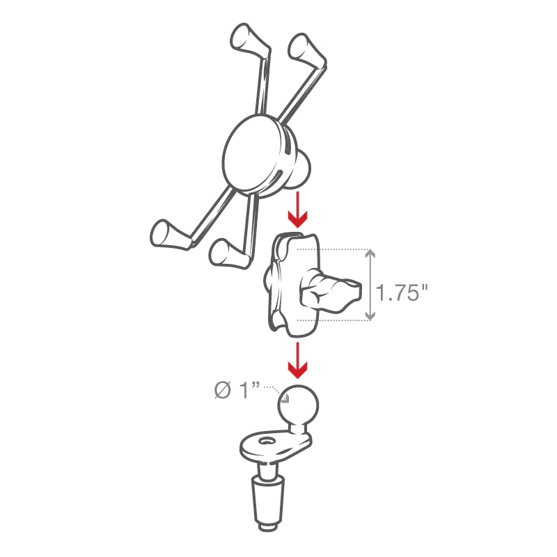 RAM Fork Stem Mount with Double Arm & Universal RAM® X-Grip® Phone Cradle (RAM-B-176-A-UN10U)