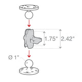 RAM Short Double Socket Arm for B Size 1" Balls (RAM-B-201U-A)