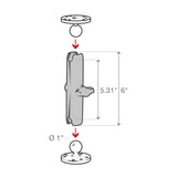 RAM Long Socket Arm for B Size 1" Ball (RAM-B-201U-C)