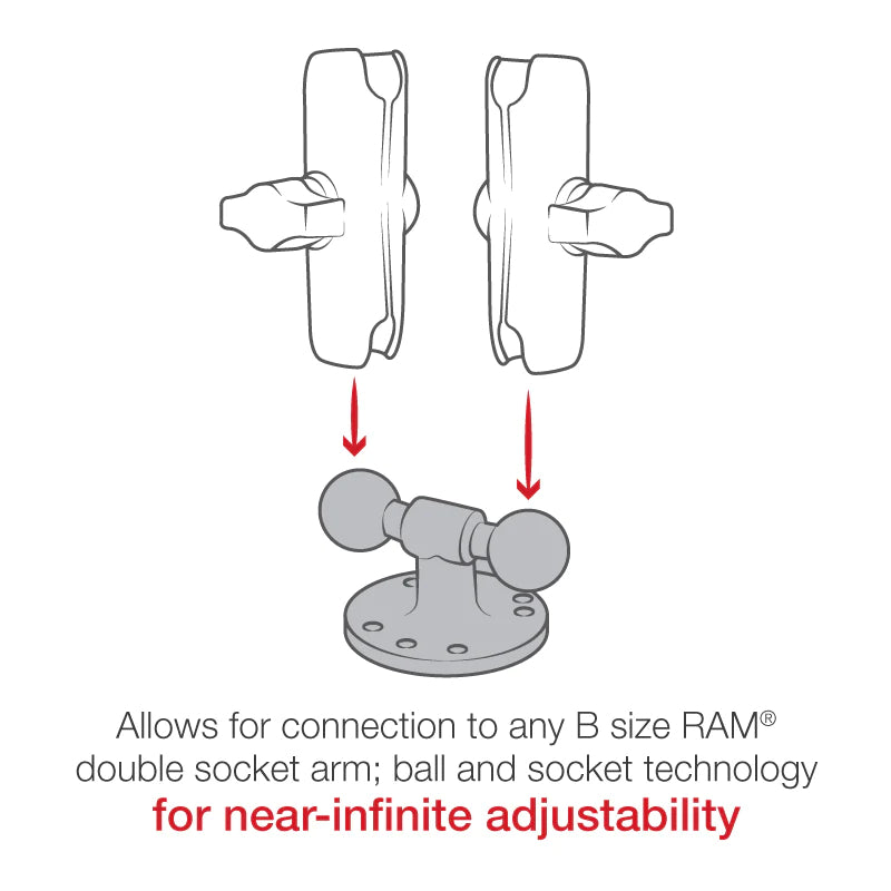 RAM 2.5" Round Base w/ Post & 2/1" Balls (RAM-B-217U)