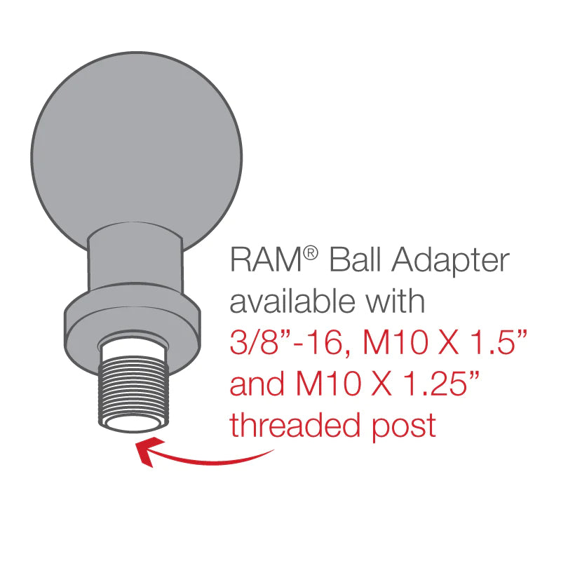 RAM 1" Ball w/ M10 X 1.5 Pitch Male Thread (RAM-B-349-1U)