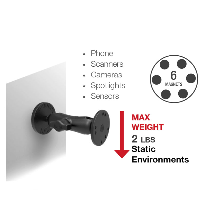 RAM® Tough-Mag™ 66MM Diameter Magnetic Ball Base with Steel Plate (RAM-B-MAG66PU)