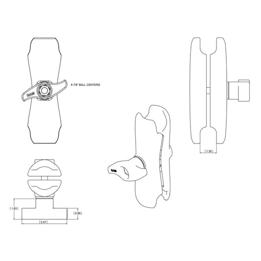RAM® Double Socket Arm - D Size Medium (RAM-D-201U)