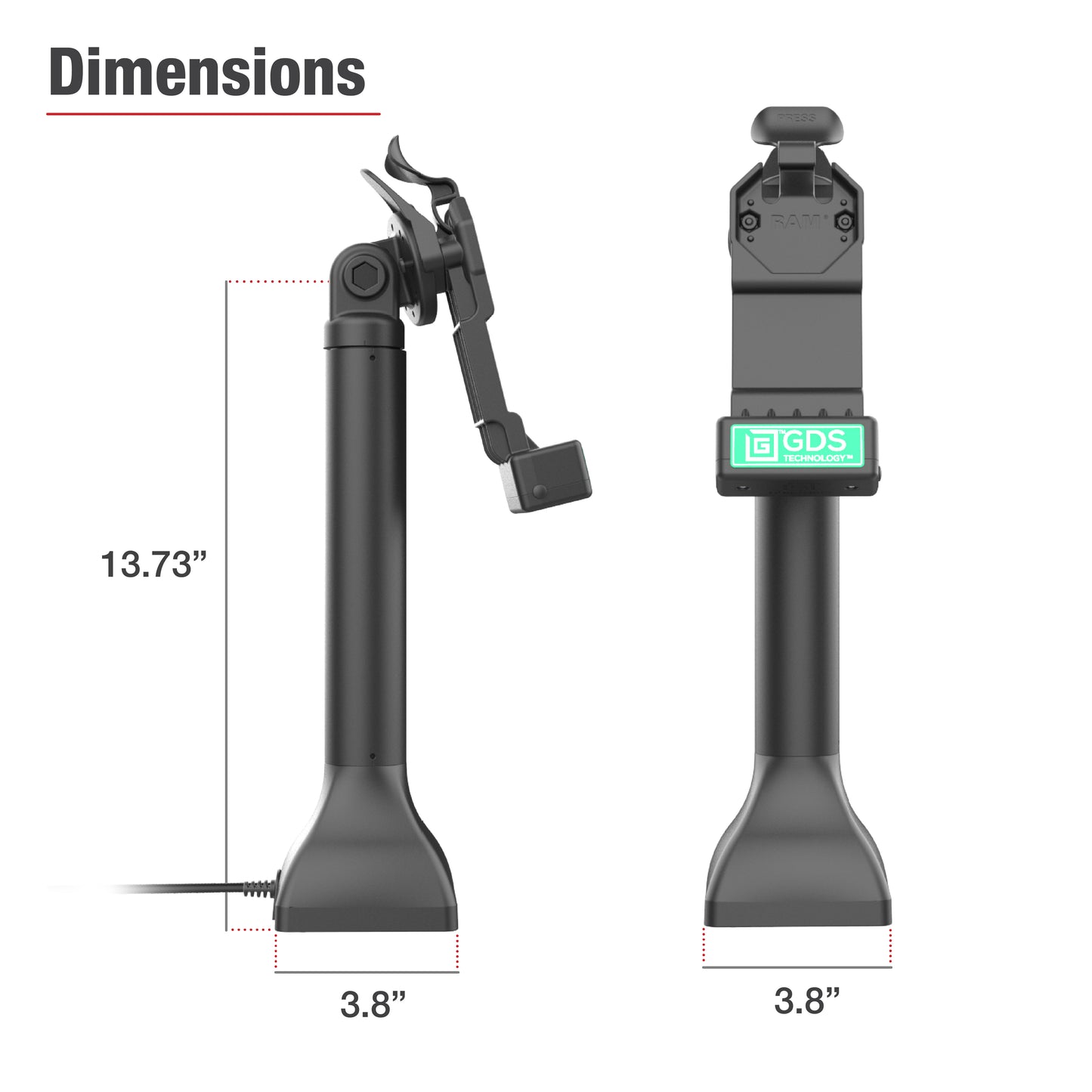 GDS® Uni-Conn™ 14" Pedestal Dock with PoE (RAM-GDS-DOCK-D11-14-U1E)