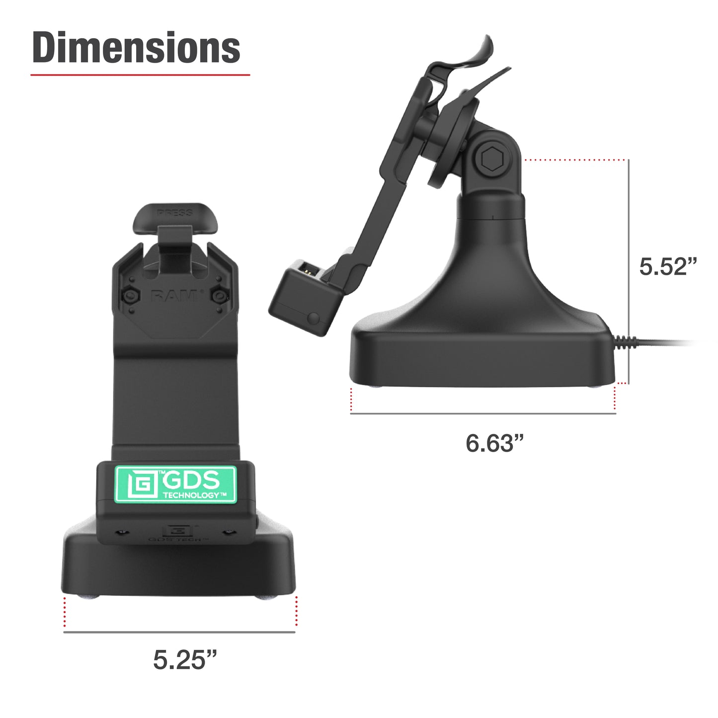 GDS® Uni-Conn™ Tilt & Swivel Dock with USB-C (RAM-GDS-DOCK-D14-U1C)