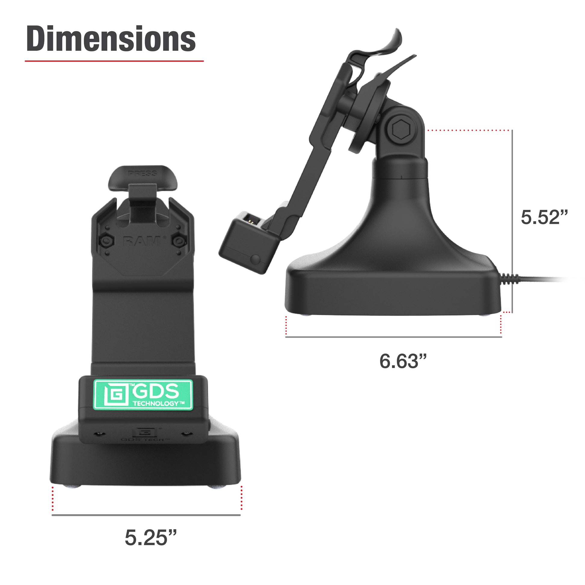 GDS® Uni-Conn™ Tilt & Swivel Dock with USB-C (RAM-GDS-DOCK-D14-U1C)