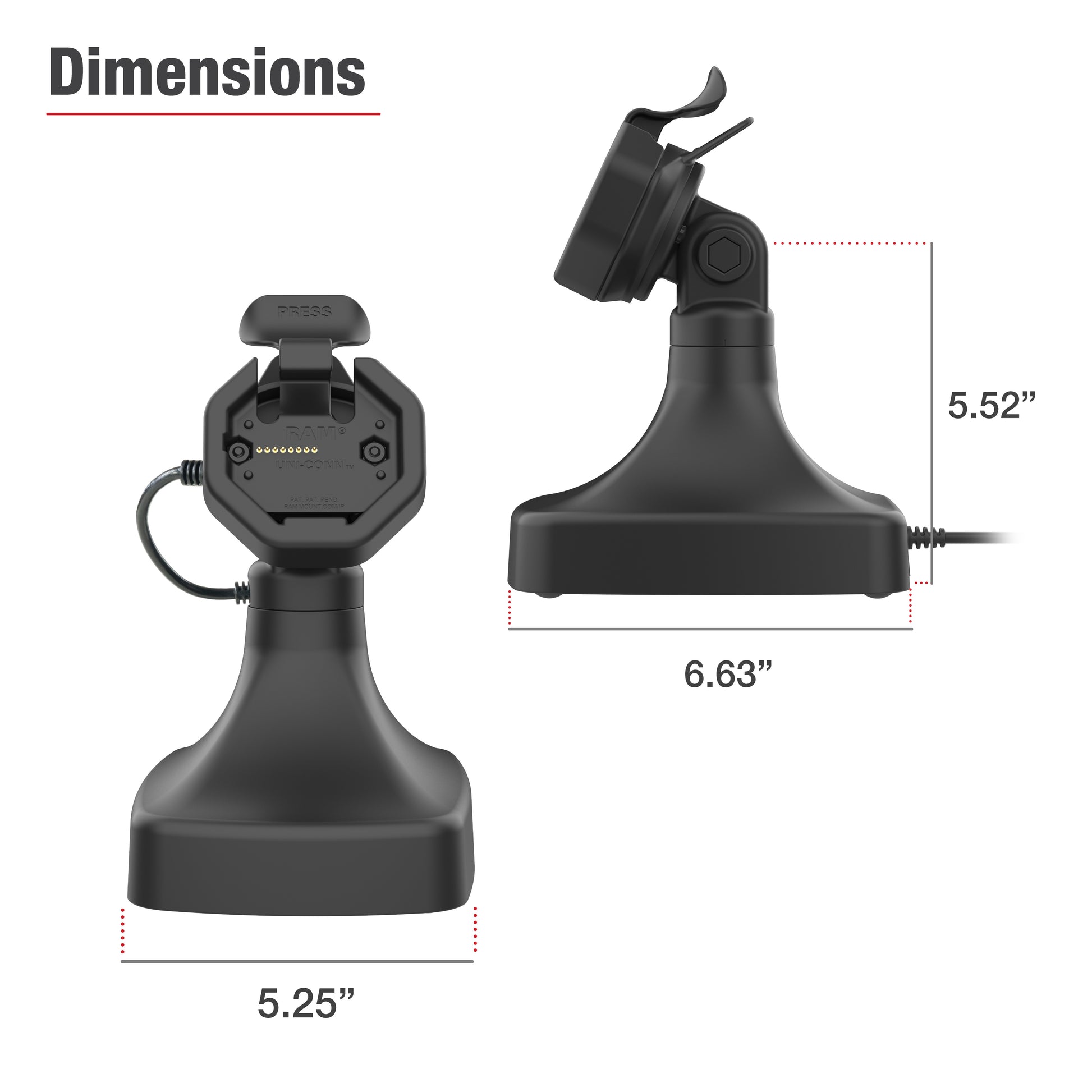 GDS® Uni-Conn™ Powered Tilt & Swivel Dock with PoE (RAM-GDS-DOCK-D14-U3E)