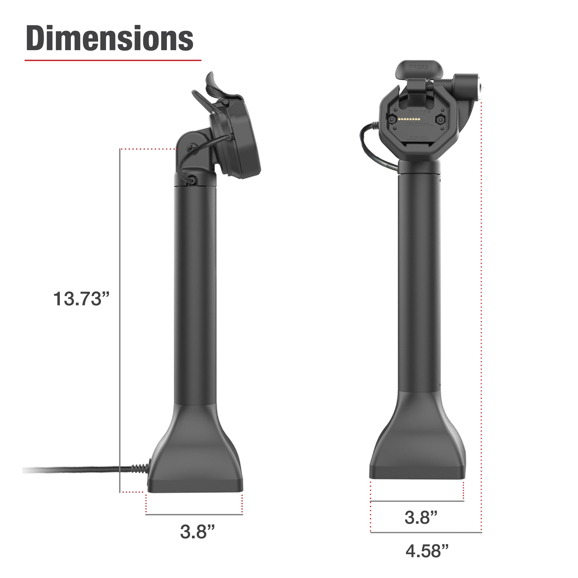 GDS® Uni-Conn™ Powered 14" Locking Pedestal Dock with USB-C (RAM-GDS-DOCKLR-D11-14-U3C)