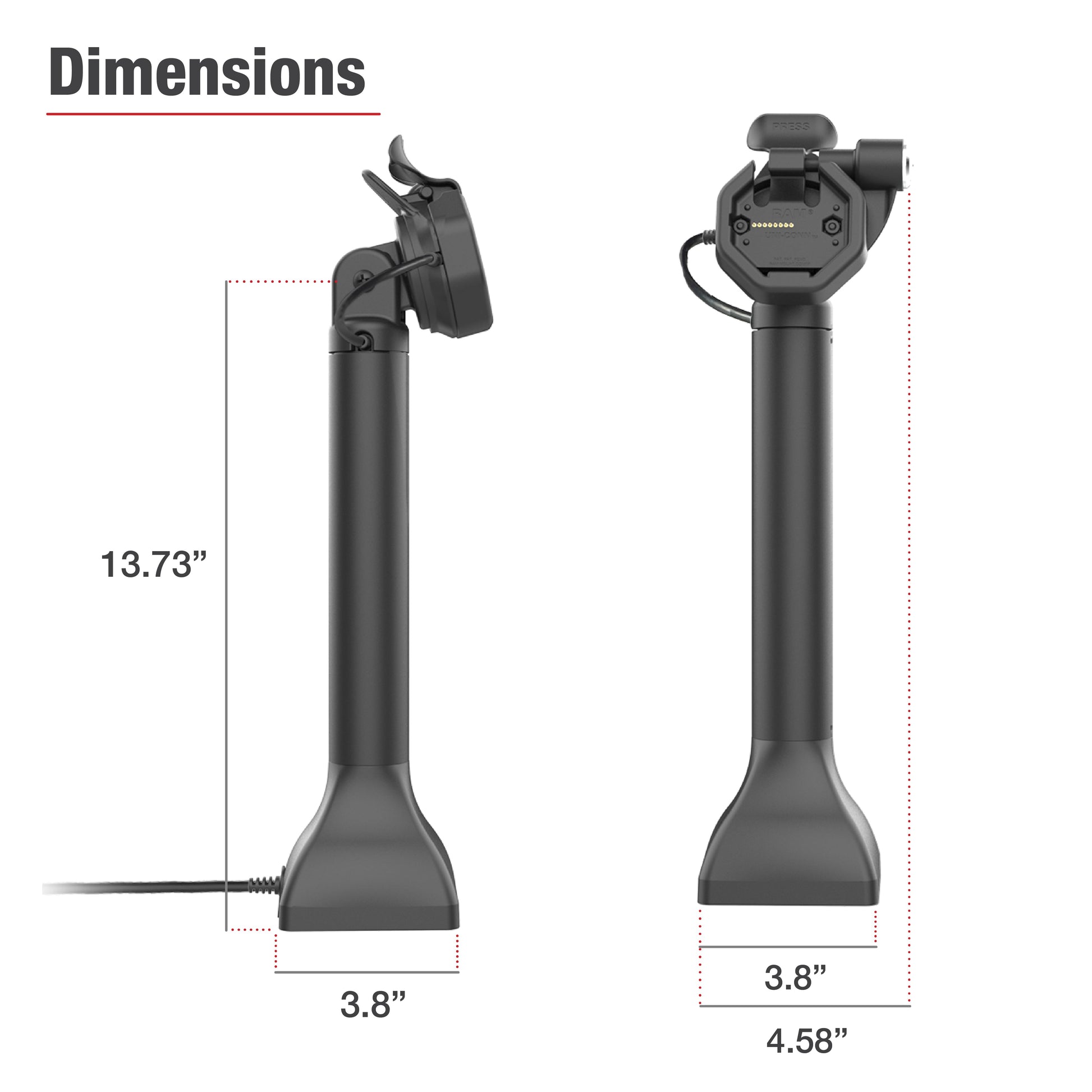 GDS® Uni-Conn™ Powered 14" Locking Pedestal Dock with PoE (RAM-GDS-DOCKLR-D11-14-U3E)