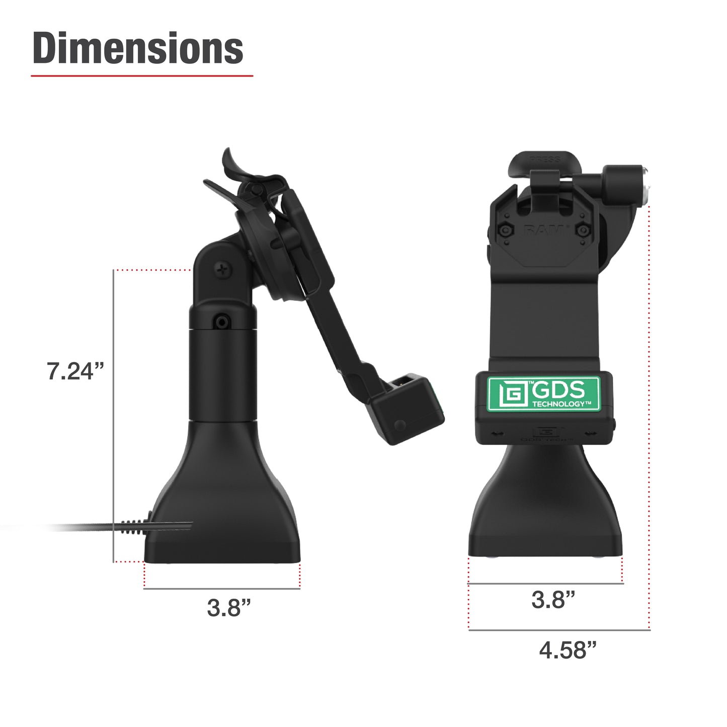 GDS® Uni-Conn™ 7" Locking Pedestal Dock with PoE (RAM-GDS-DOCKLR-D11-7-U1E)