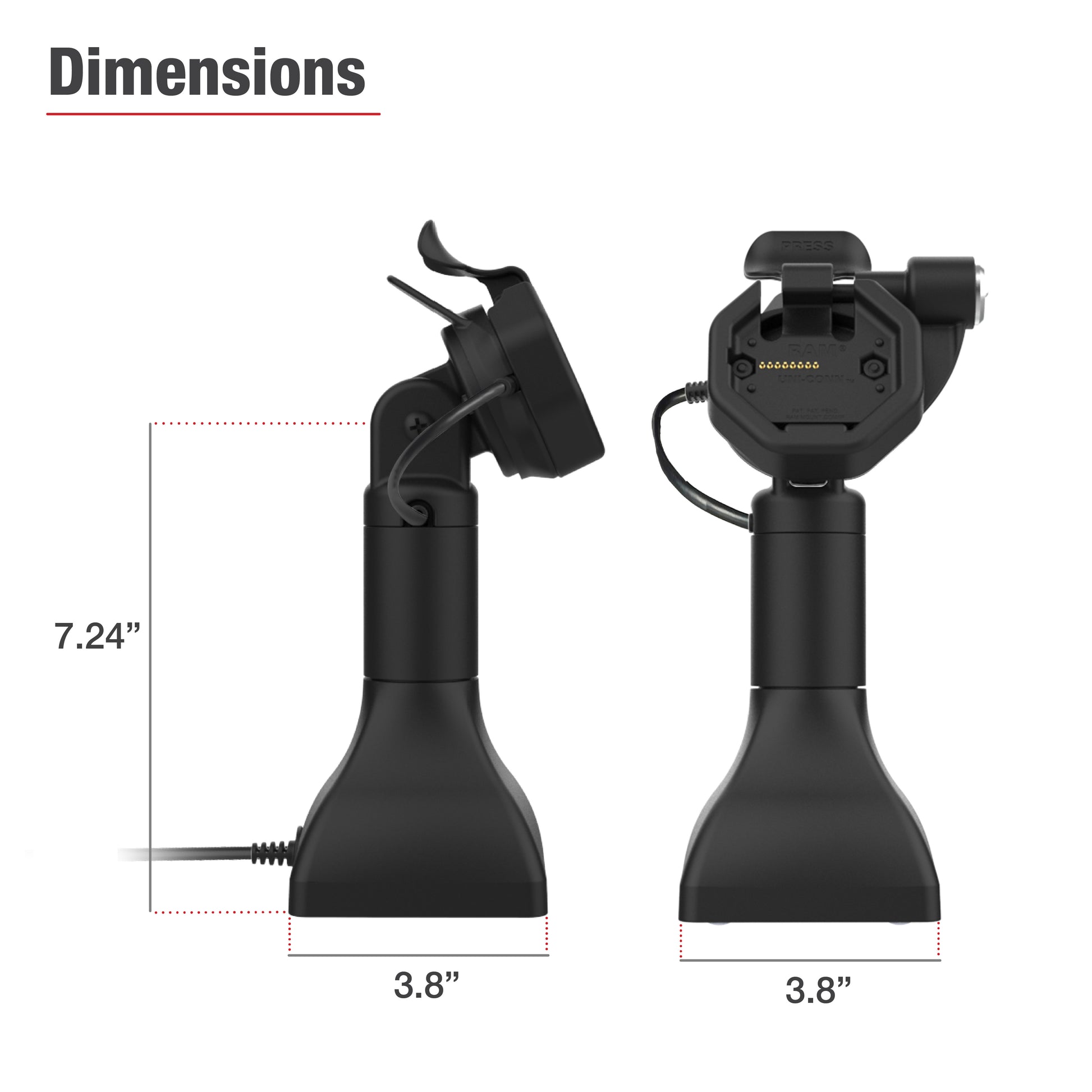 GDS® Uni-Conn™ Powered 7" Locking Pedestal Dock with PoE (RAM-GDS-DOCKLR-D11-7-U3E)