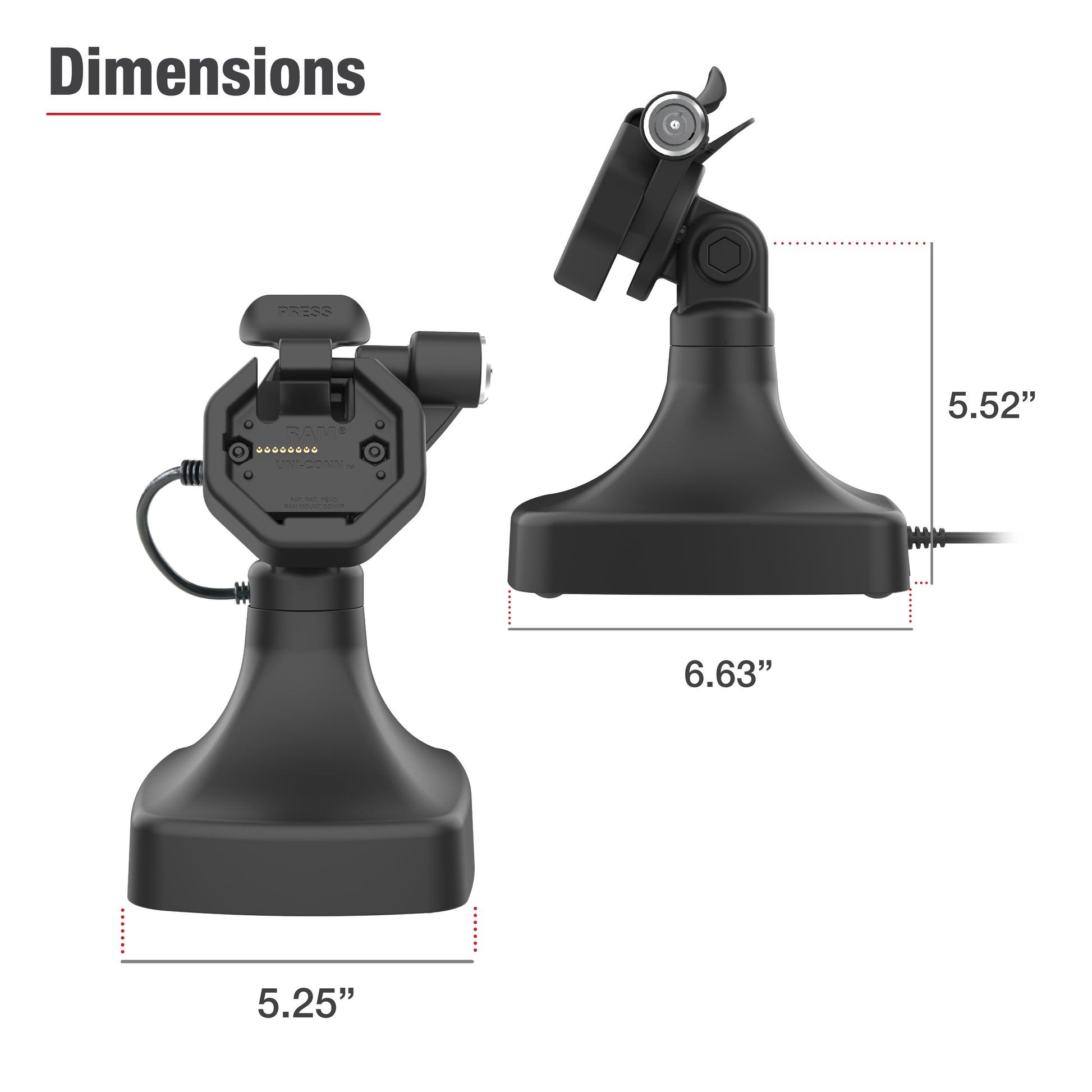 GDS® Uni-Conn™ Powered Locking Tilt & Swivel Dock with USB-C + Data (RAM-GDS-DOCKLR-D14-U3C-2A)