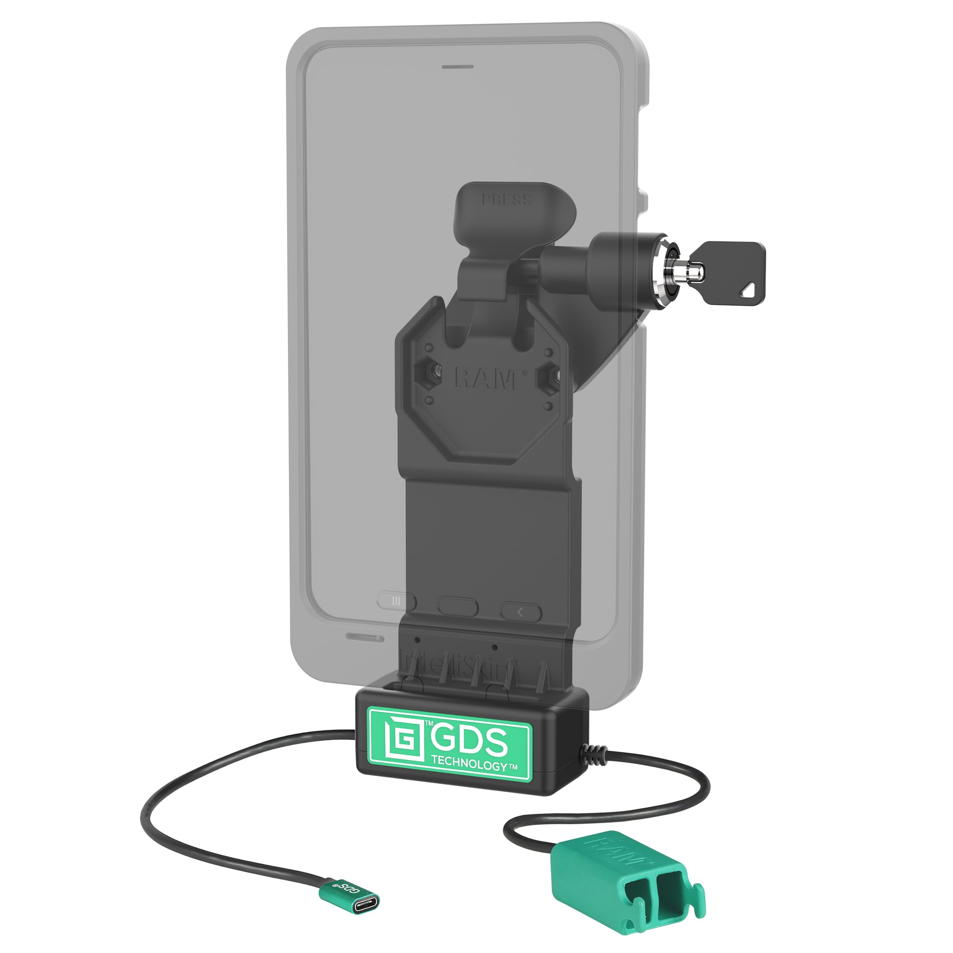 GDS® Uni-Conn™ Right Locking Power + Dual USB-A Dock (RAM-GDS-DOCKLR-U1CD2U)