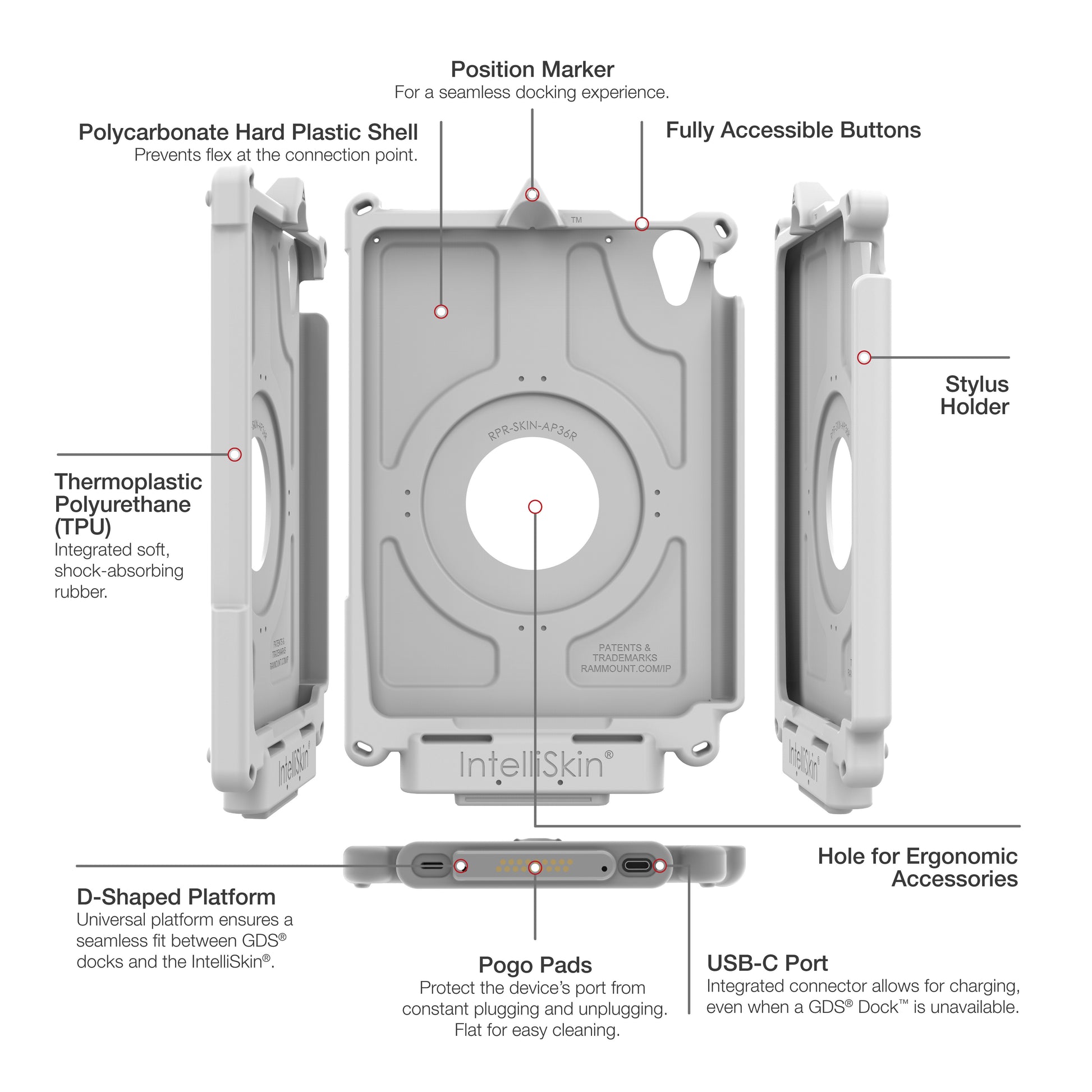 IntelliSkin® Next Gen for Apple iPad mini (A17 Pro) & mini 6 - Gray (RAM-GDS-SKIN-AP36-NG-GRY)