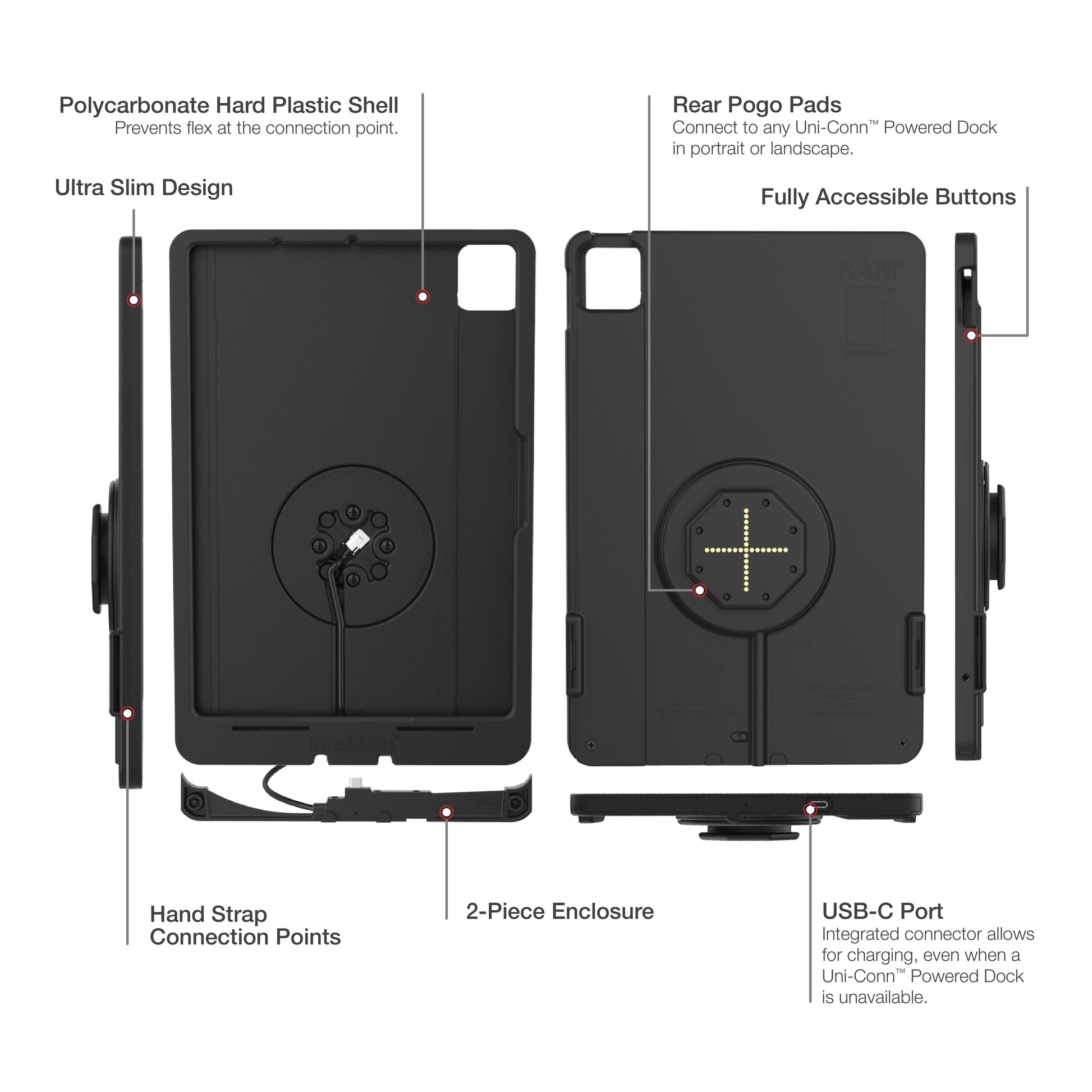 IntelliSkin® Thin-Case™ for iPad Pro 11 (M4) (Rear Pogo Pads) (RAM-GDS-SKIN-AP45-M4-TCB)