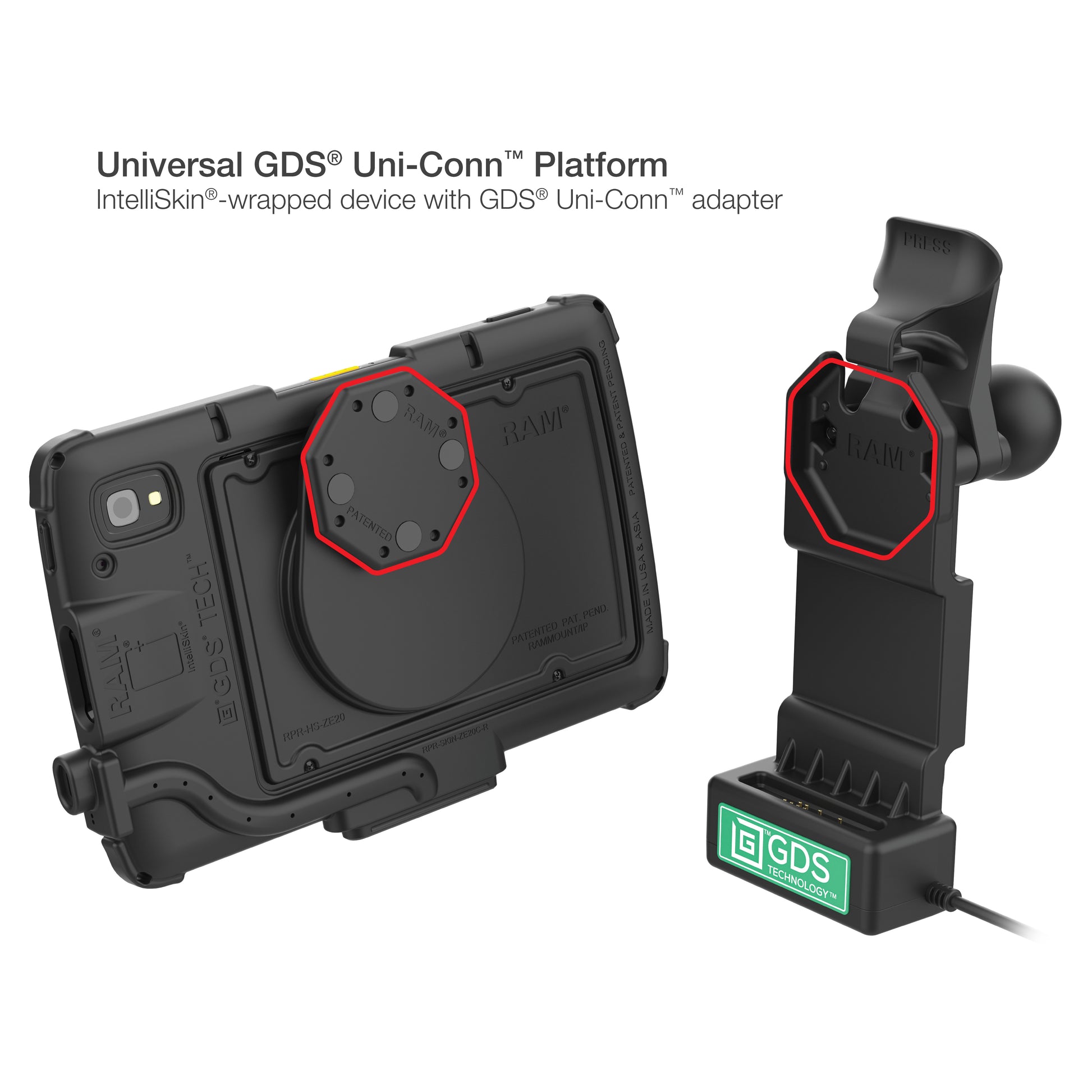 GDS® Uni-Conn™ Adapter for Zebra ET4x 8" Tablet (RAM-GDS-U1-ZE20U)