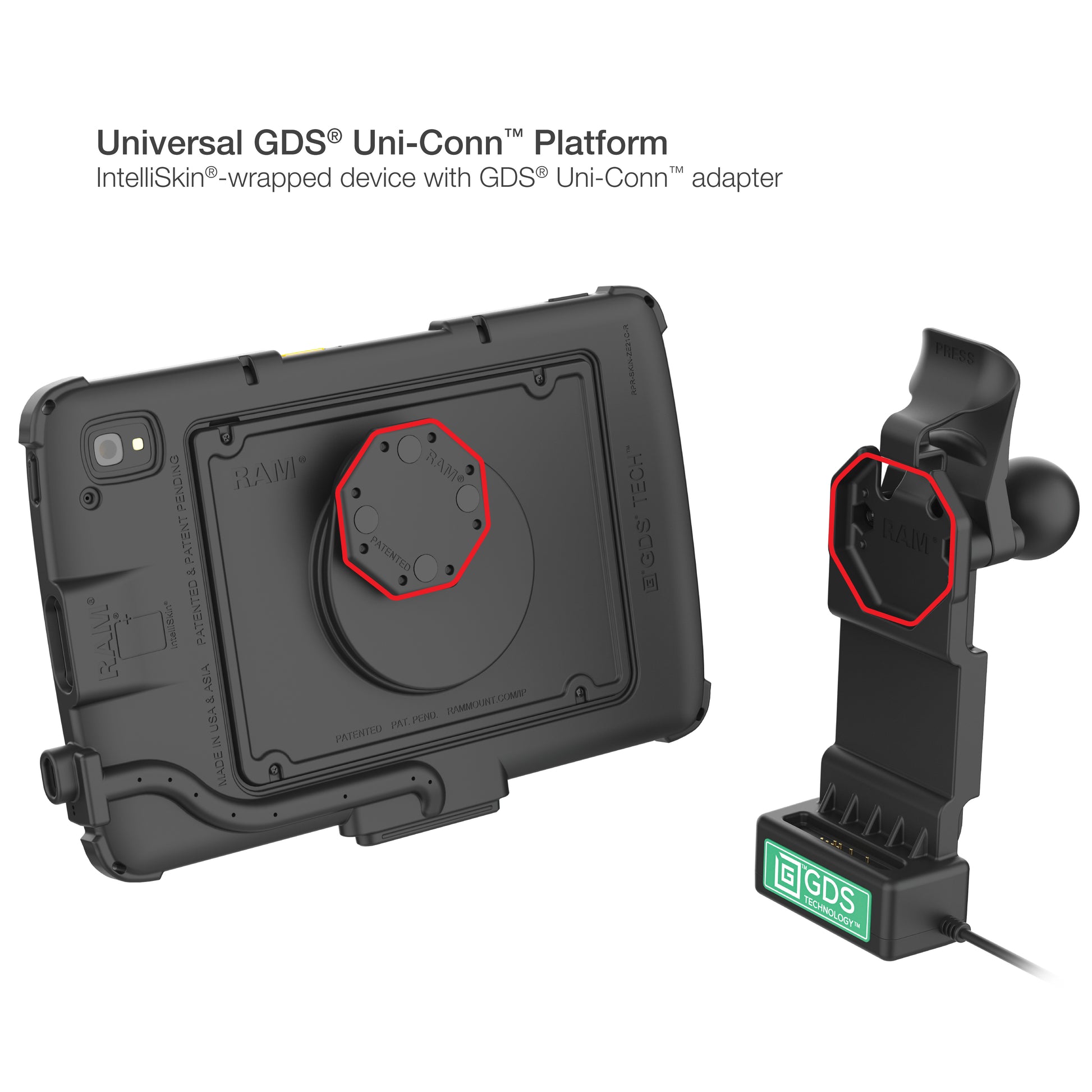 GDS® Uni-Conn™ Adapter for Zebra ET4x 10" Tablet (RAM-GDS-U1-ZE21U)