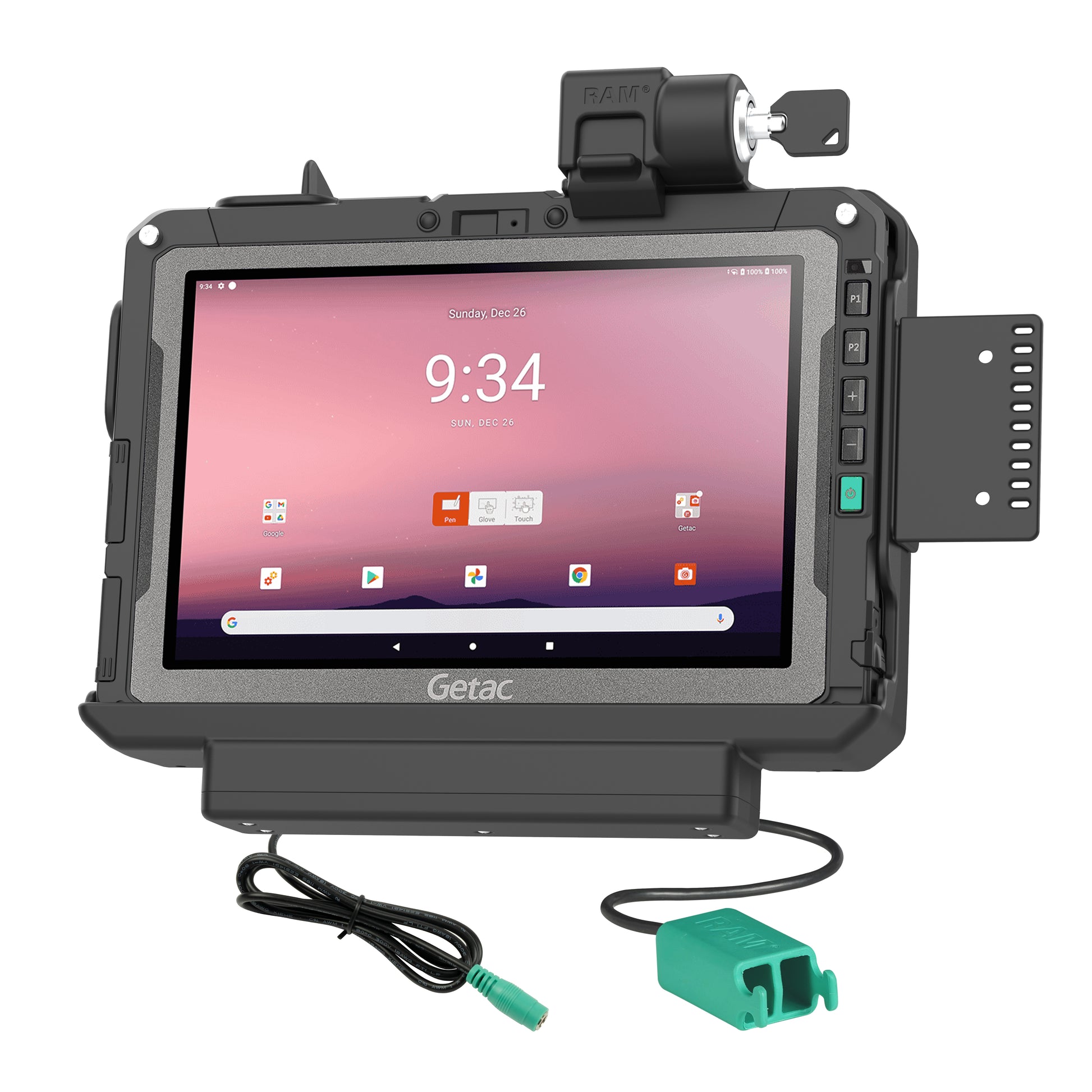 RAM® Locking Power + Dual USB Data Dock for Getac ZX10 (RAM-HOL-GE4PD2KLU)