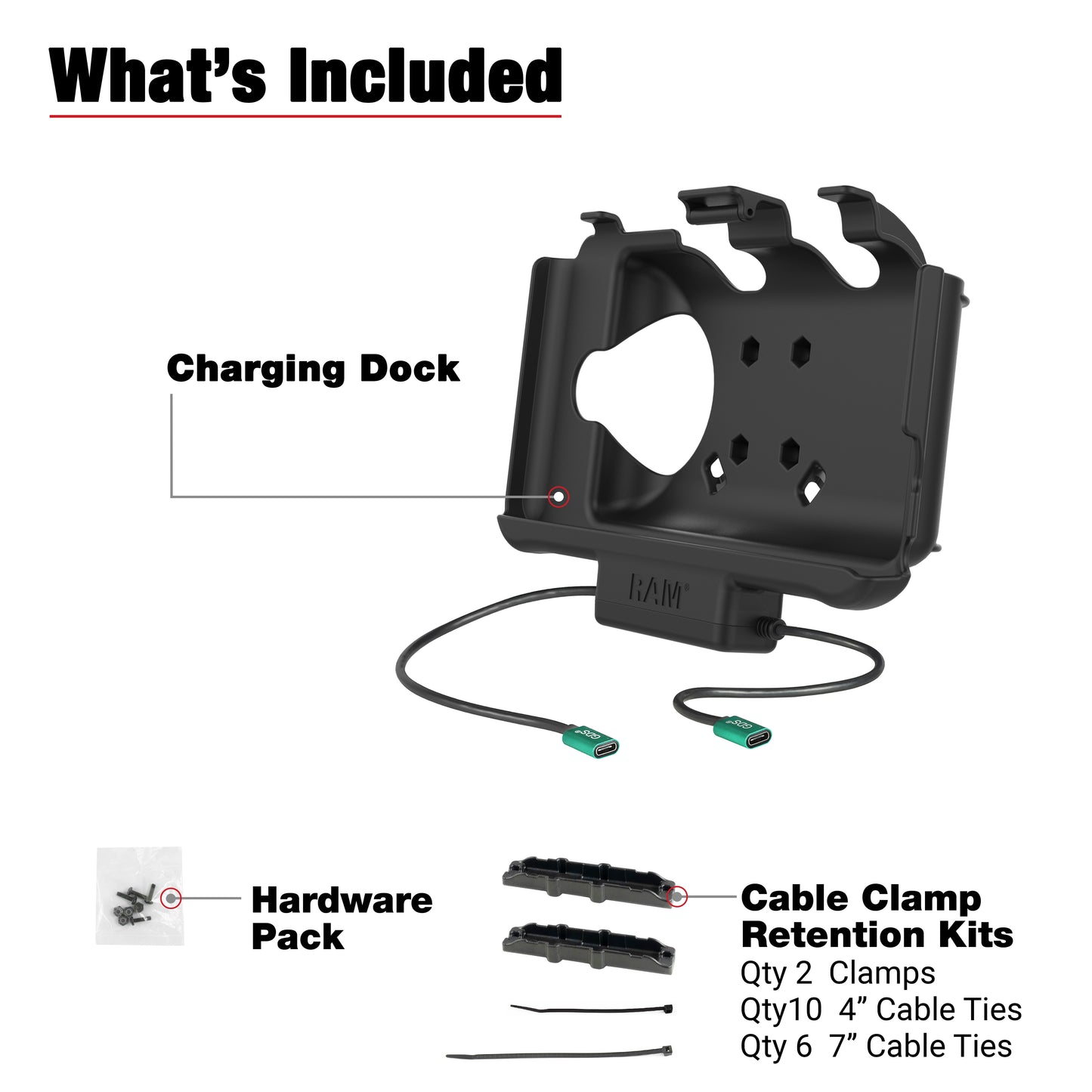 RAM® USB-C Powered Dock + USB-C Data for Samsung Tab Active5 & 3 (RAM-HOL-SAM60CP-CU)