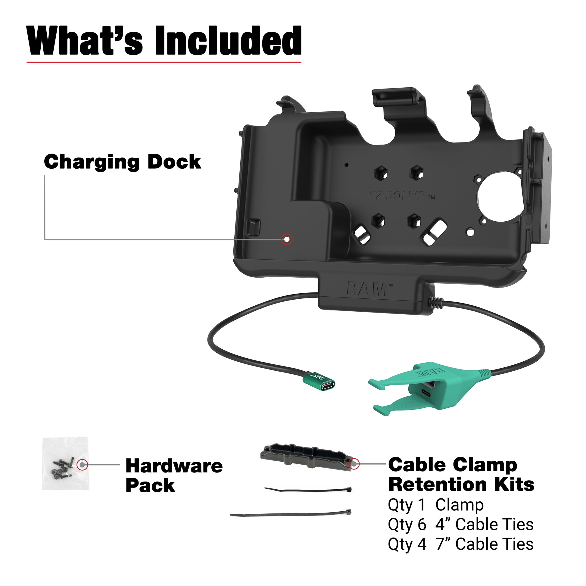 RAM® USB-C Modular Dock + USB-C & USB-A Data for Samsung Tab Active5 & 3 (RAM-HOL-SAM60CPN-CAU)