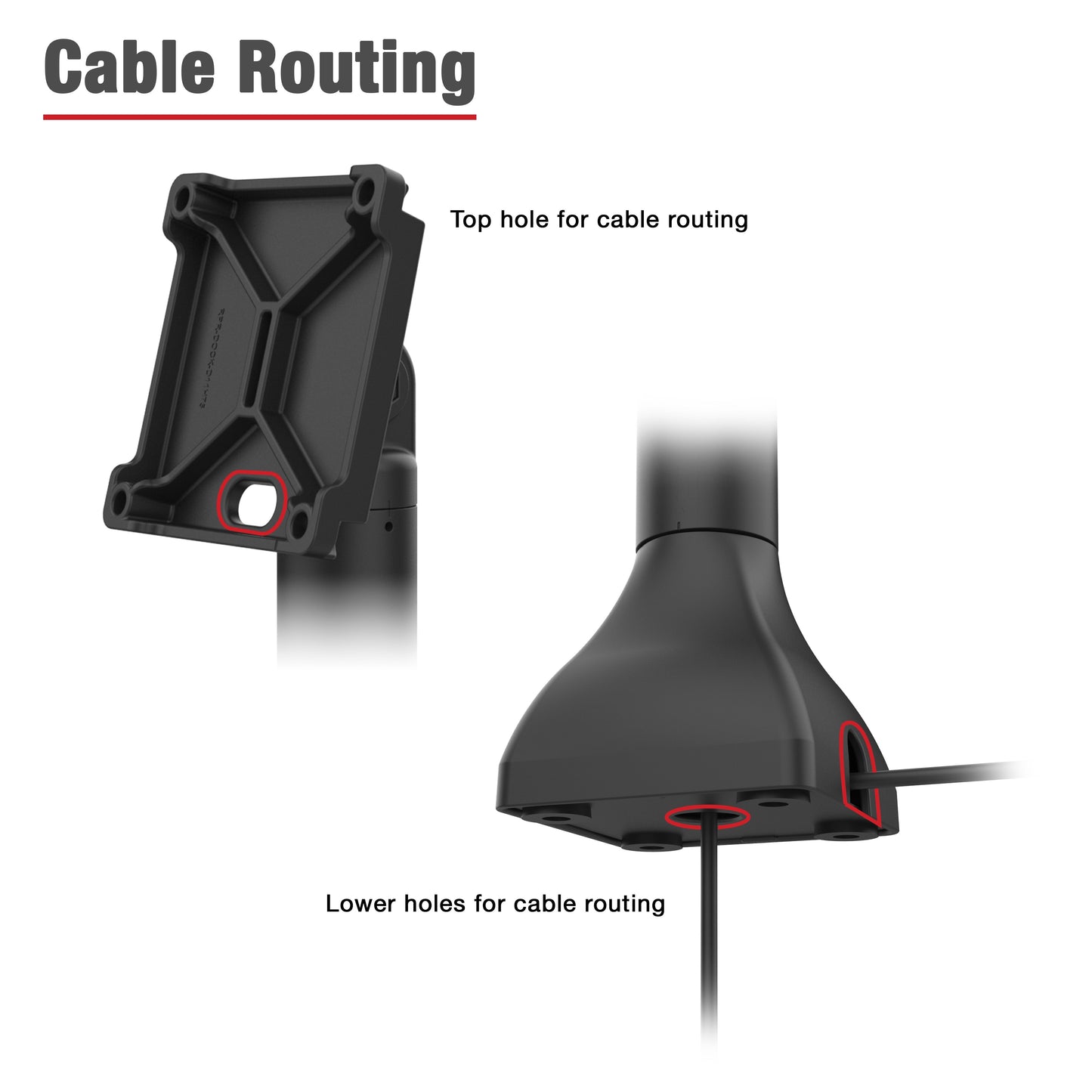 RAM® 7" Pedestal Mount with 100mm VESA & Cable Routing (RAP-D11H-7-V100)