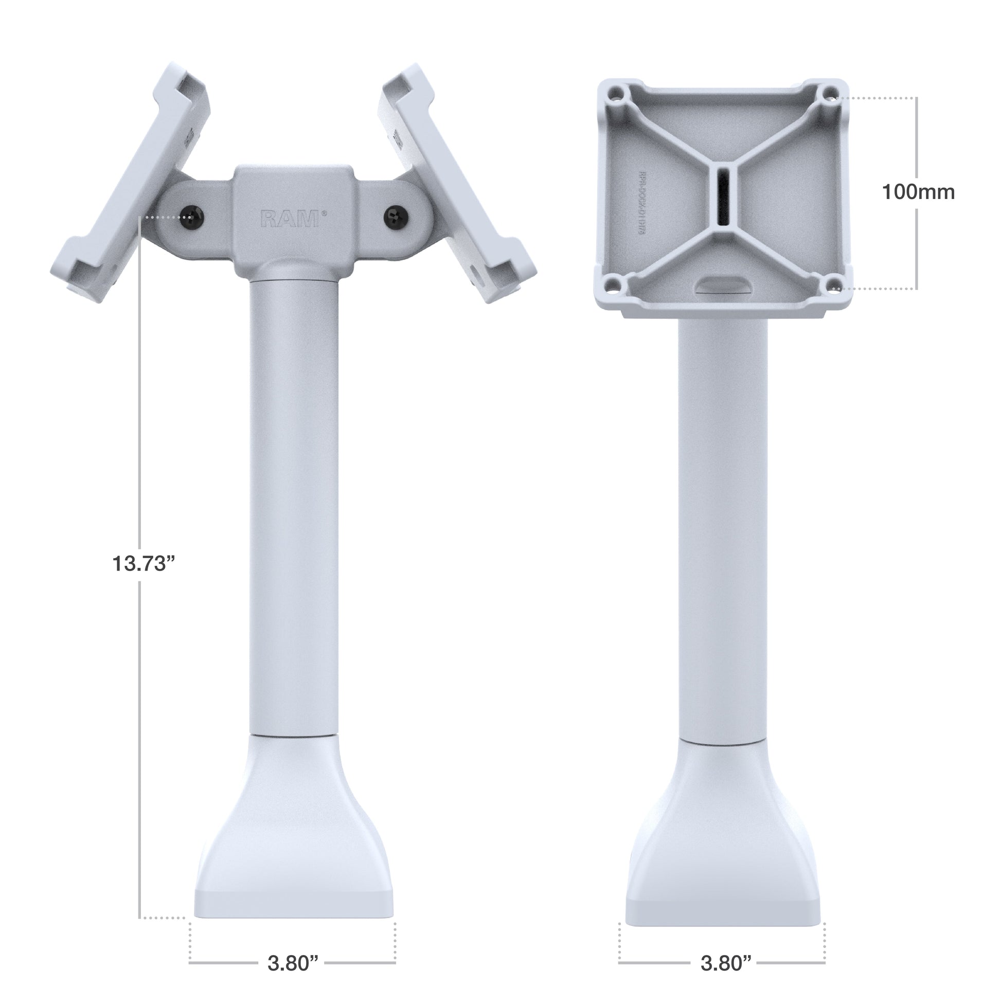RAM® 14" Pedestal Mount with Dual 100mm VESA Adapters - Gray (RAP-D11H2-14-V100-GRY)