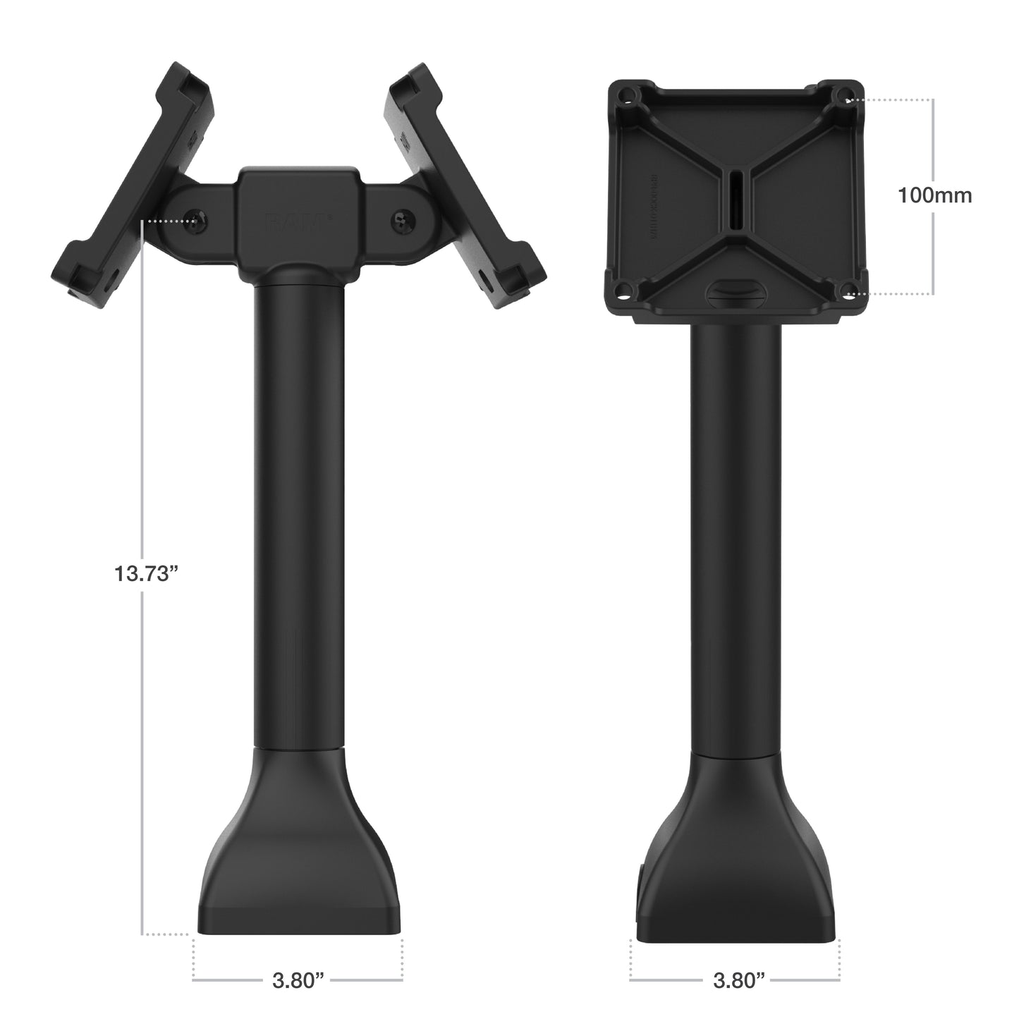 RAM® 14" Pedestal Mount with Dual 100mm VESA Adapters (RAP-D11H2-14-V100)