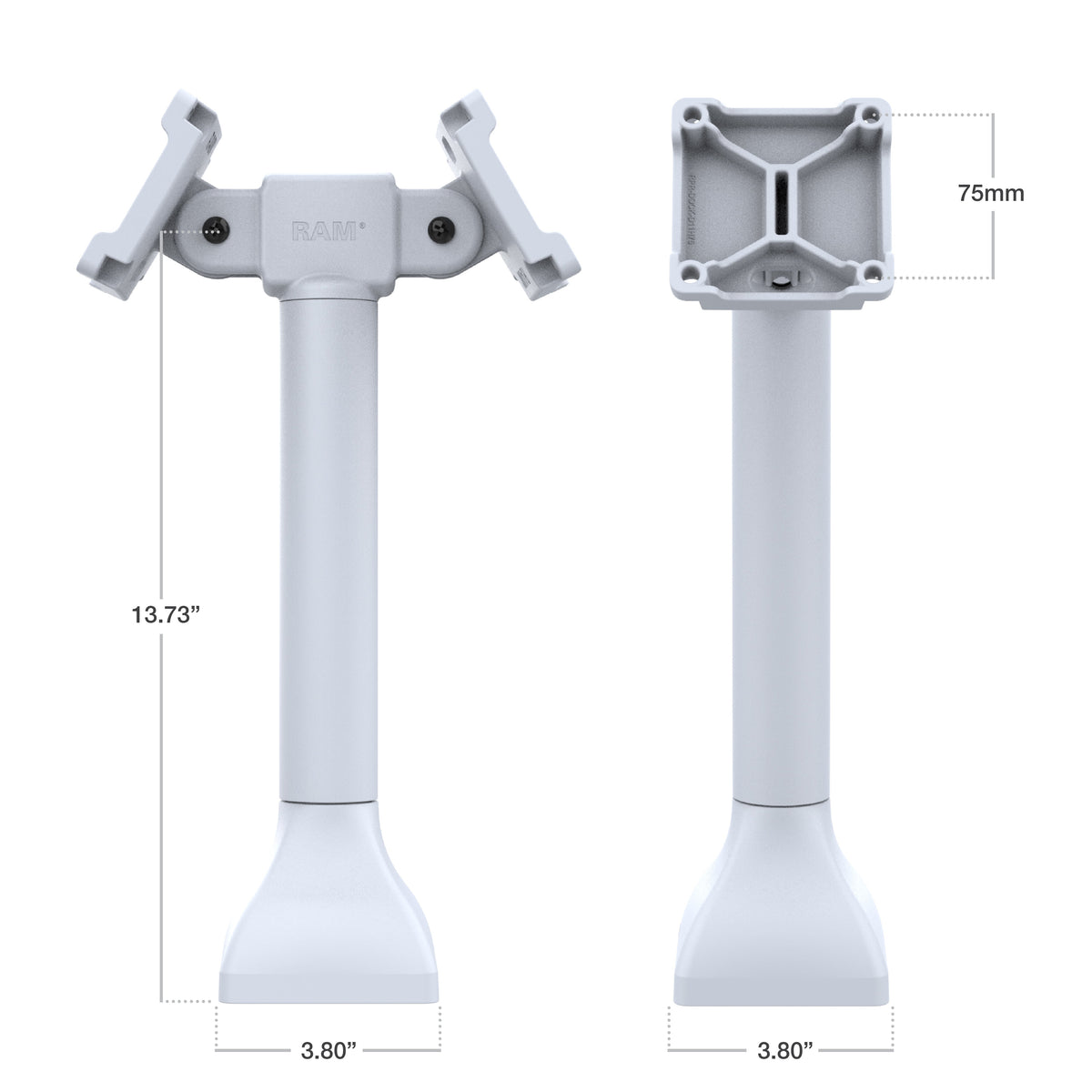 RAM® 14" Pedestal Mount with Dual 75mm VESA Adapters - Gray (RAP-D11H2-14-V75-GRY)