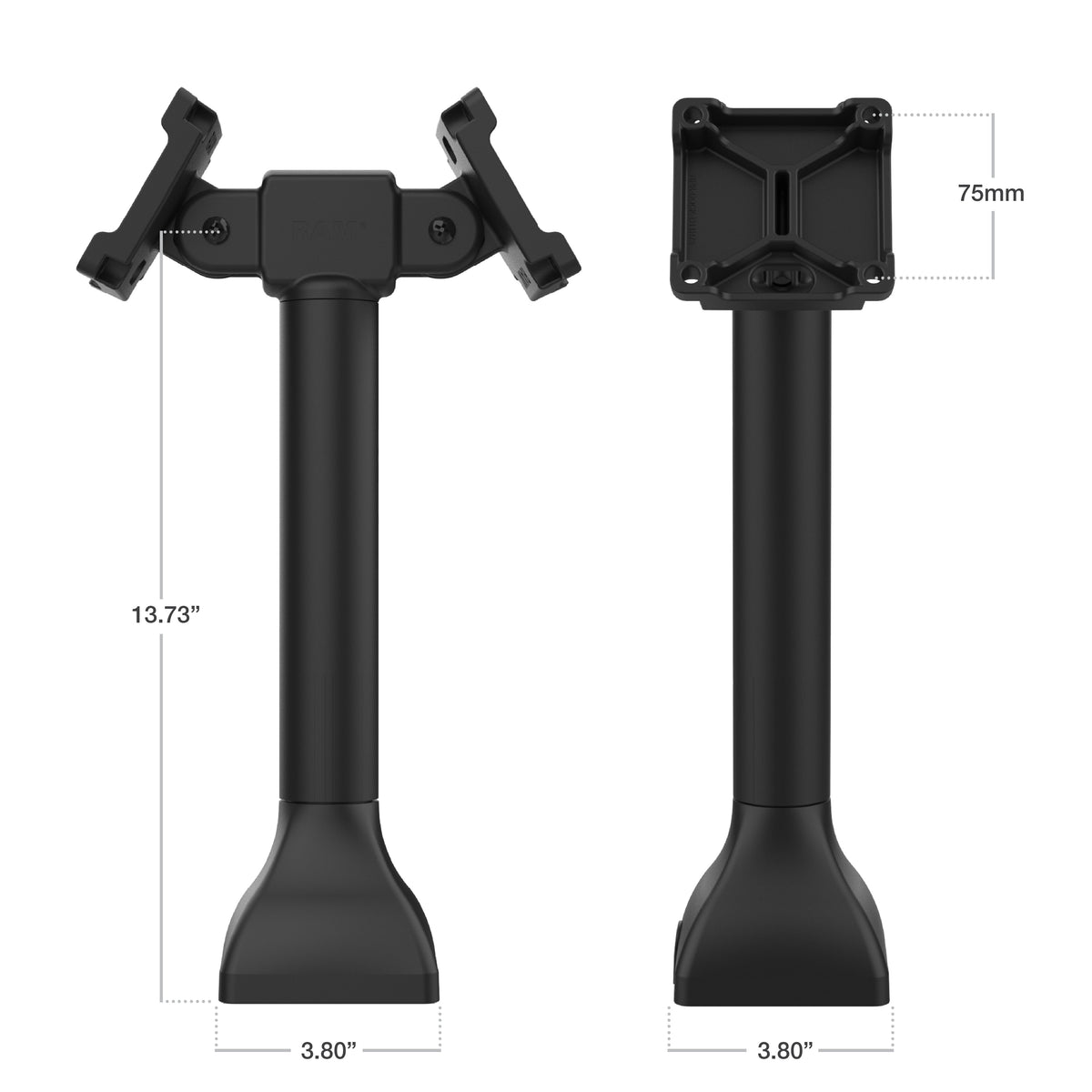 RAM® 14" Pedestal Mount with Dual 75mm VESA Adapters (RAP-D11H2-14-V75)